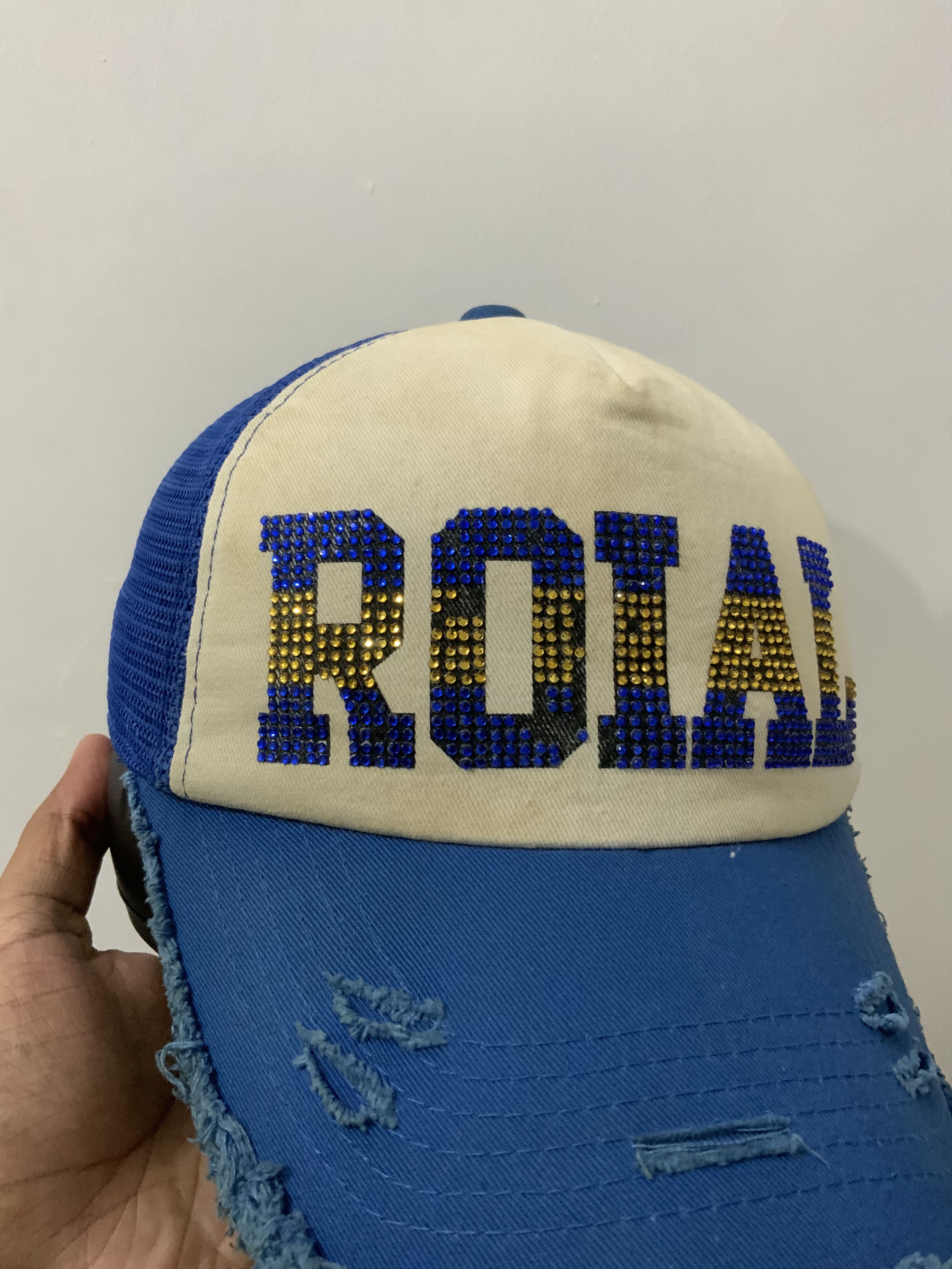 Hat Club Roial Diamond Distressed Trucker Hat Size ONE SIZE - 7 Thumbnail