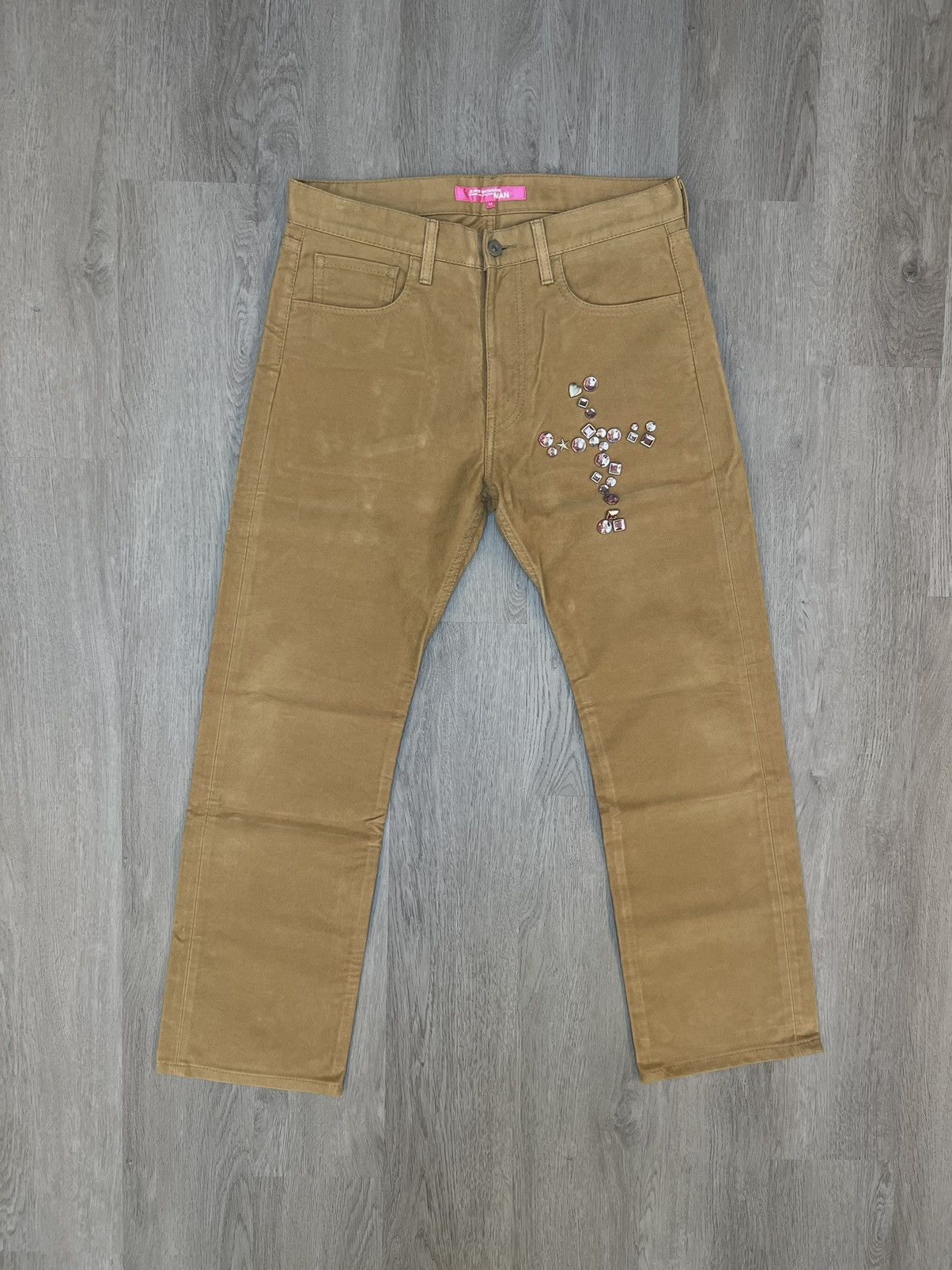 Junya Watanabe AD2003 Junya Watanabe Bejeweled Cross Chino Pants Size US 33 - 1 Thumbnail