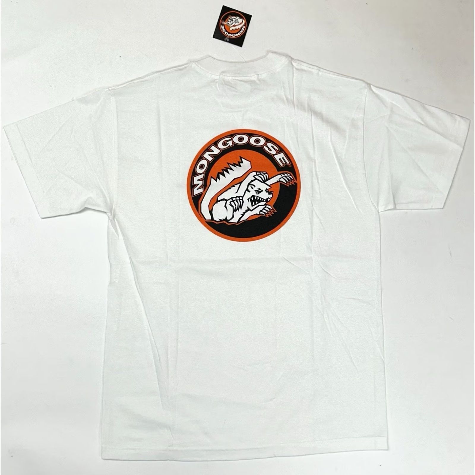 J Brand VINTAGE Mongoose BMX T-Shirt White Large Mens Short Sleeve Crew Neck 1999 90s Biker Mongoose BMX Graphic Print Clothing Shirt Size US L / EU 52-54 / 3 - 3 Thumbnail
