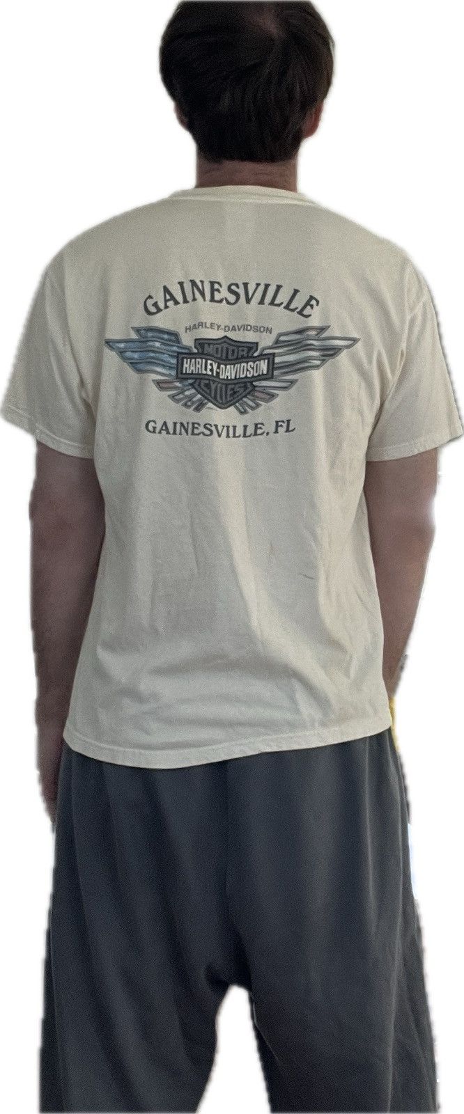 Harley Davidson Vintage 2002 Cream Logo T Shirt Gainesville Florida Size US L / EU 52-54 / 3 - 11 Thumbnail