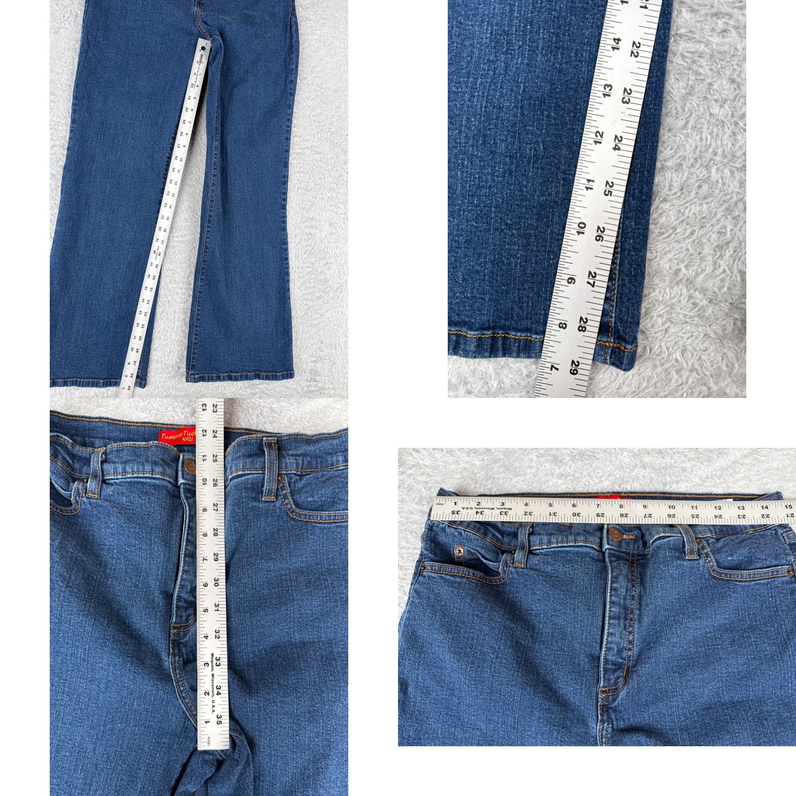 NYDJ NYDJ Women’s Flared Jeans Pants 30x29 Denim Cotton Spandex Tummy Tuck High Rise Blue 12 Size 34" / US 12 / IT 48 - 8 Thumbnail