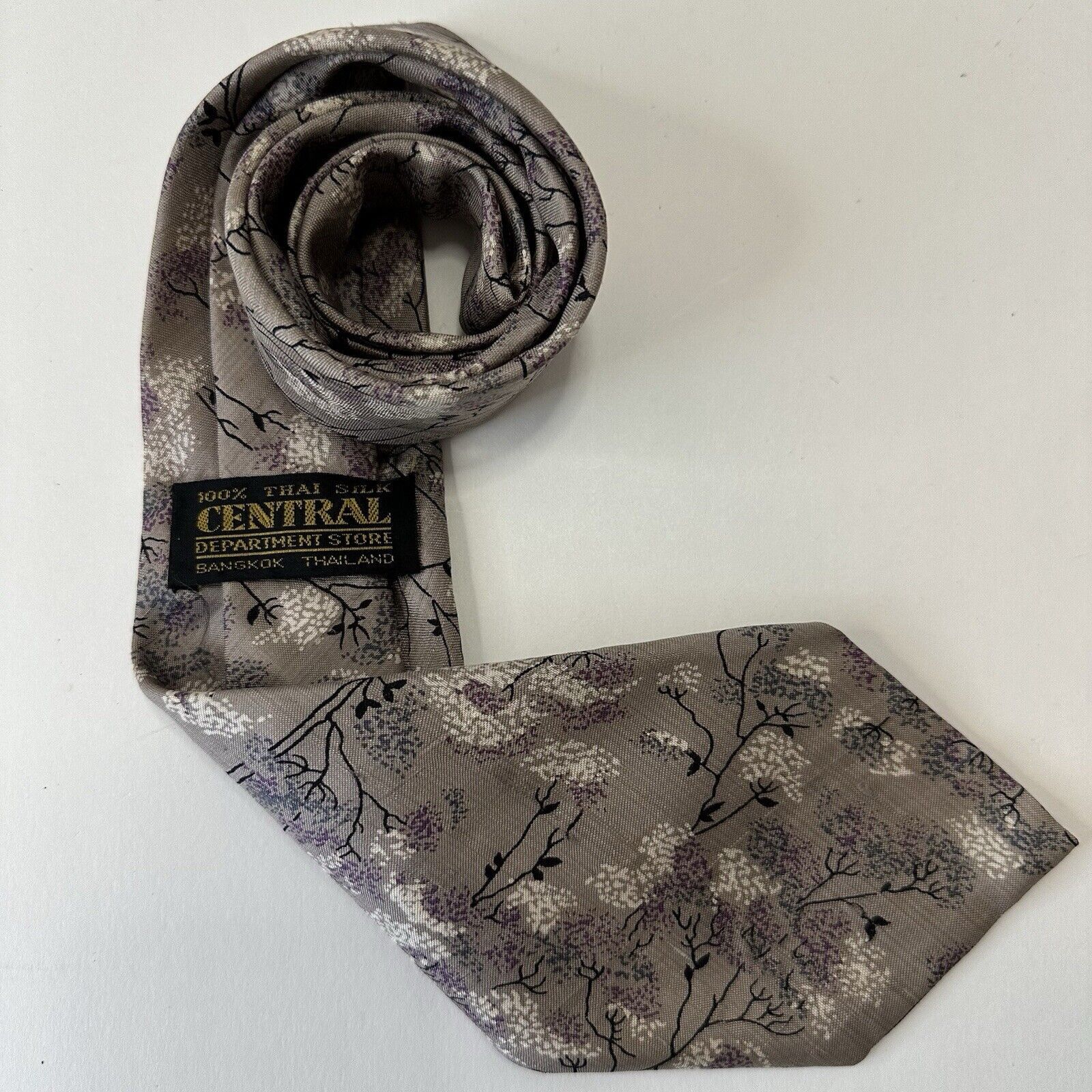 Other Central Dept Store Bankok Thailand Tie Thai Silk Purple Size ONE SIZE - 3 Thumbnail