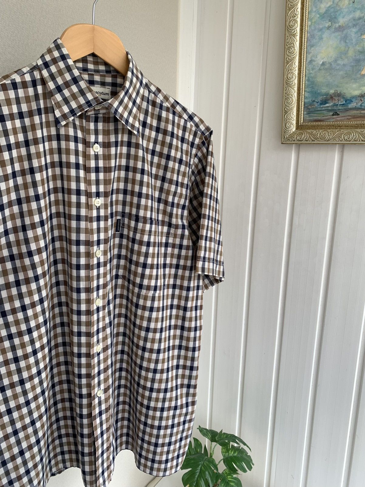 Aquascutum Aquascutum Short Sleeve Button Shirt Mens Size M-L Size US M / EU 48-50 / 2 - 2 Thumbnail