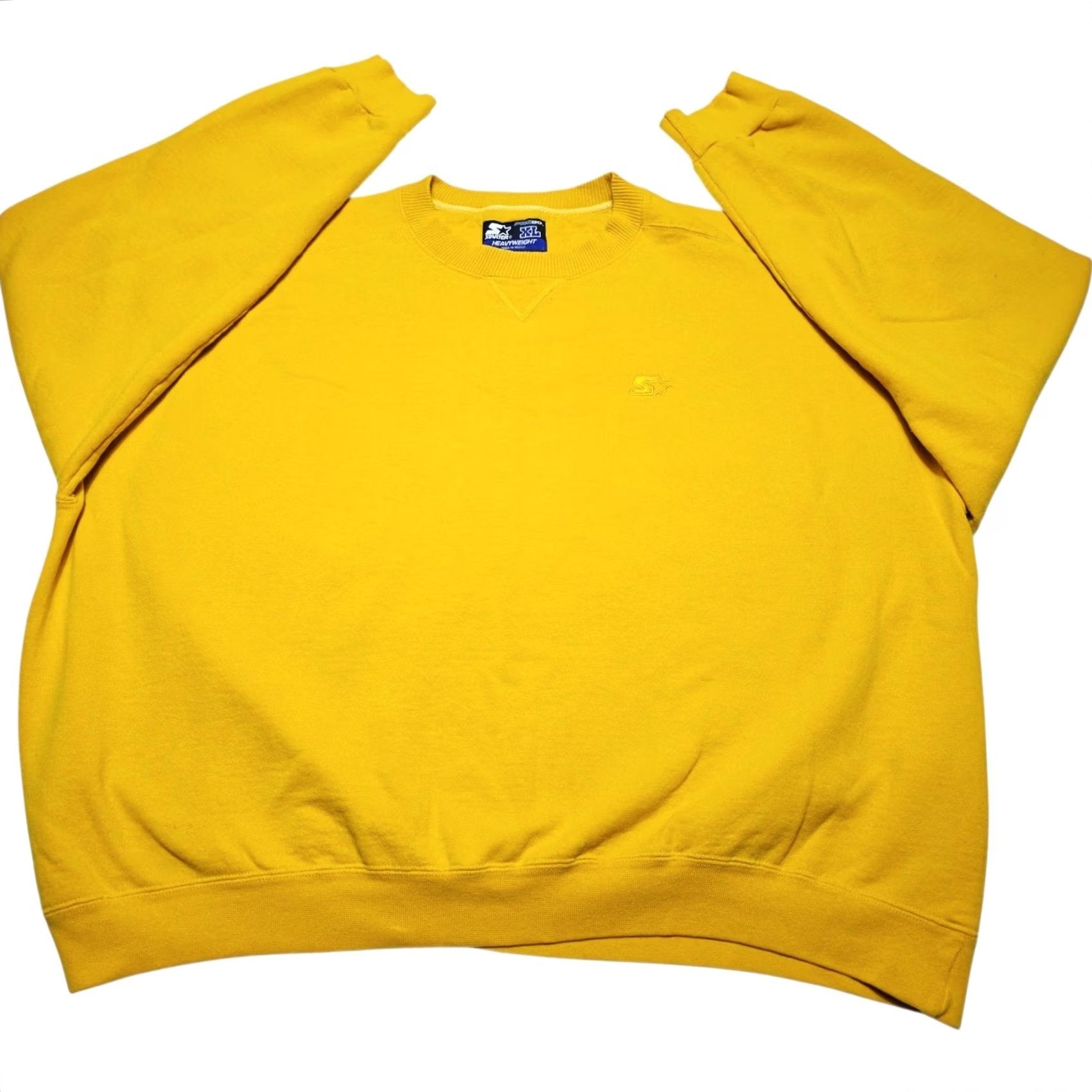 Starter VINTAGE Starter Sweatshirt XL Yellow Heavyweight Crewneck Pullover Embroidered Logo Mens Size US XL / EU 56 / 4 - 2 Thumbnail