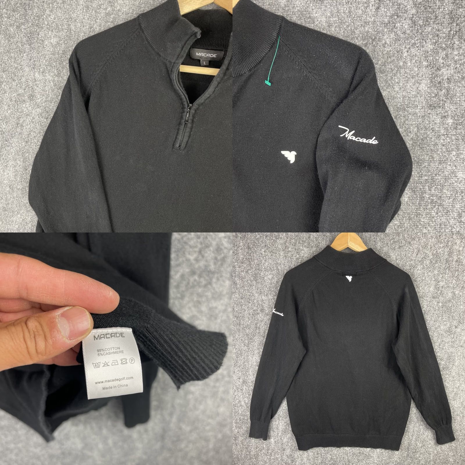 Vintage Macade Golf Sweater Mens Large Black 1/4 Zip Up Performance Pullover Golfing Sweater Size US L / EU 52-54 / 3 - 8 Thumbnail