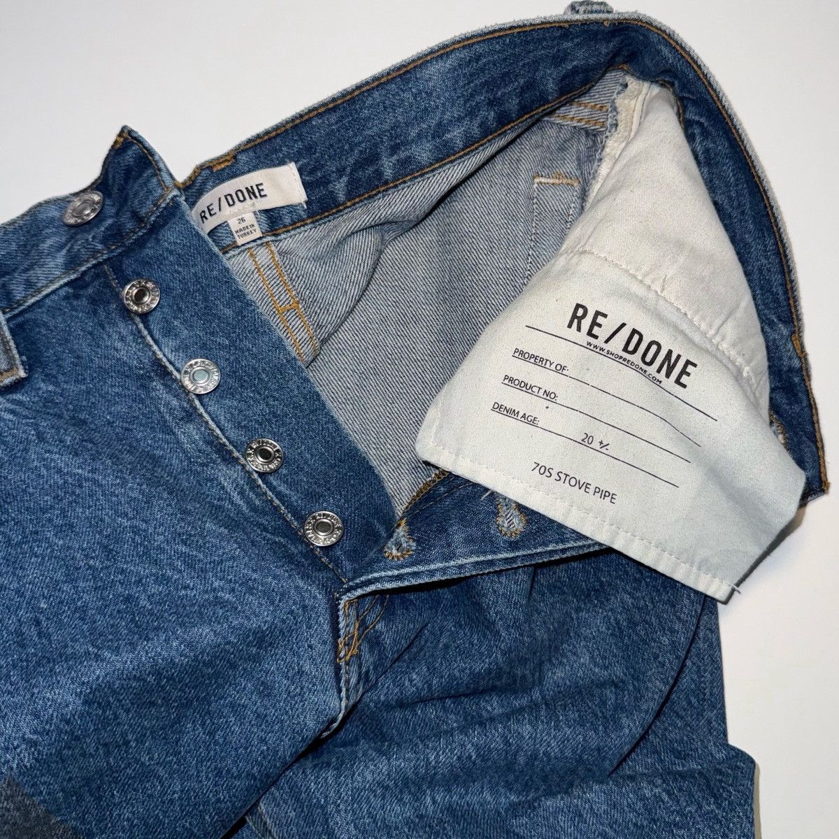 RE/DONE Re/Done Women's High Rise Stove Pipe Straight Leg Blue Jeans Size 26" / US 2 / IT 38 - 7 Thumbnail