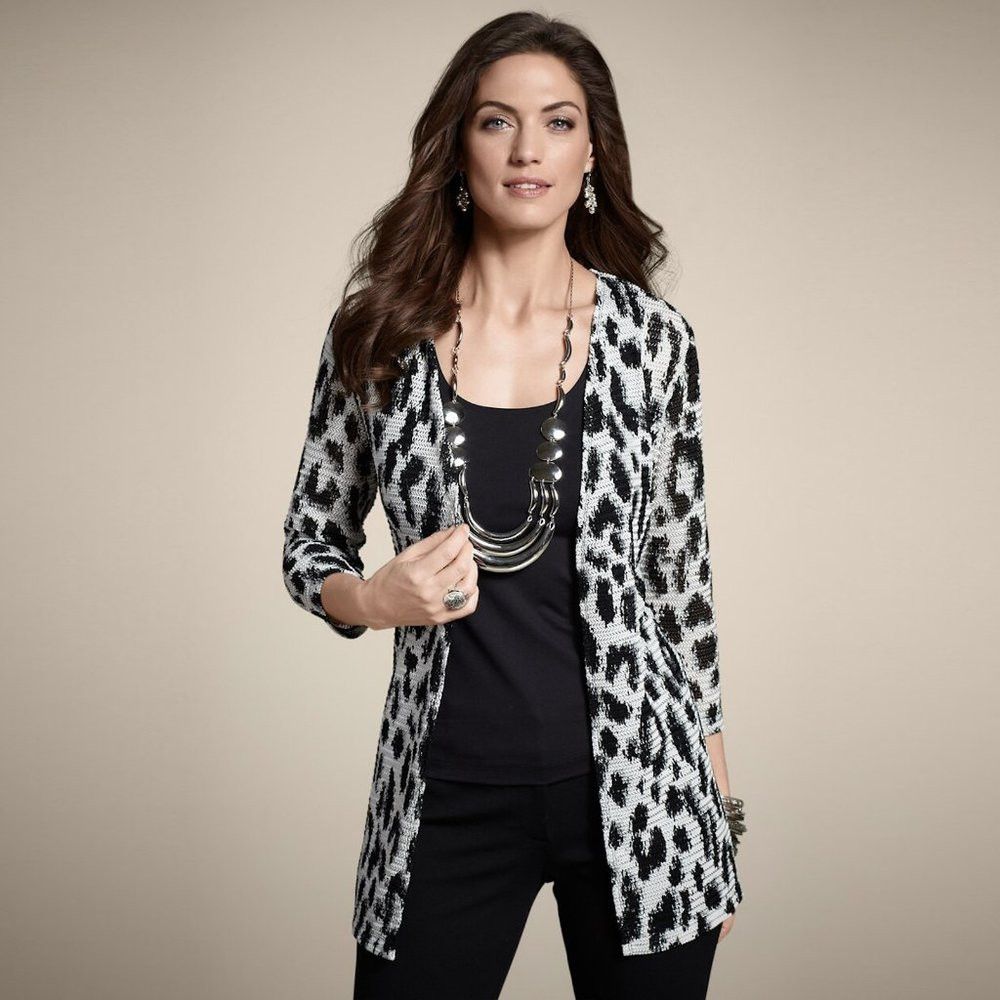 Chicos Chico's Animal Martisha Jacket Cardigan Size 2 US L Size L / US 10 / IT 46 - 1 Thumbnail