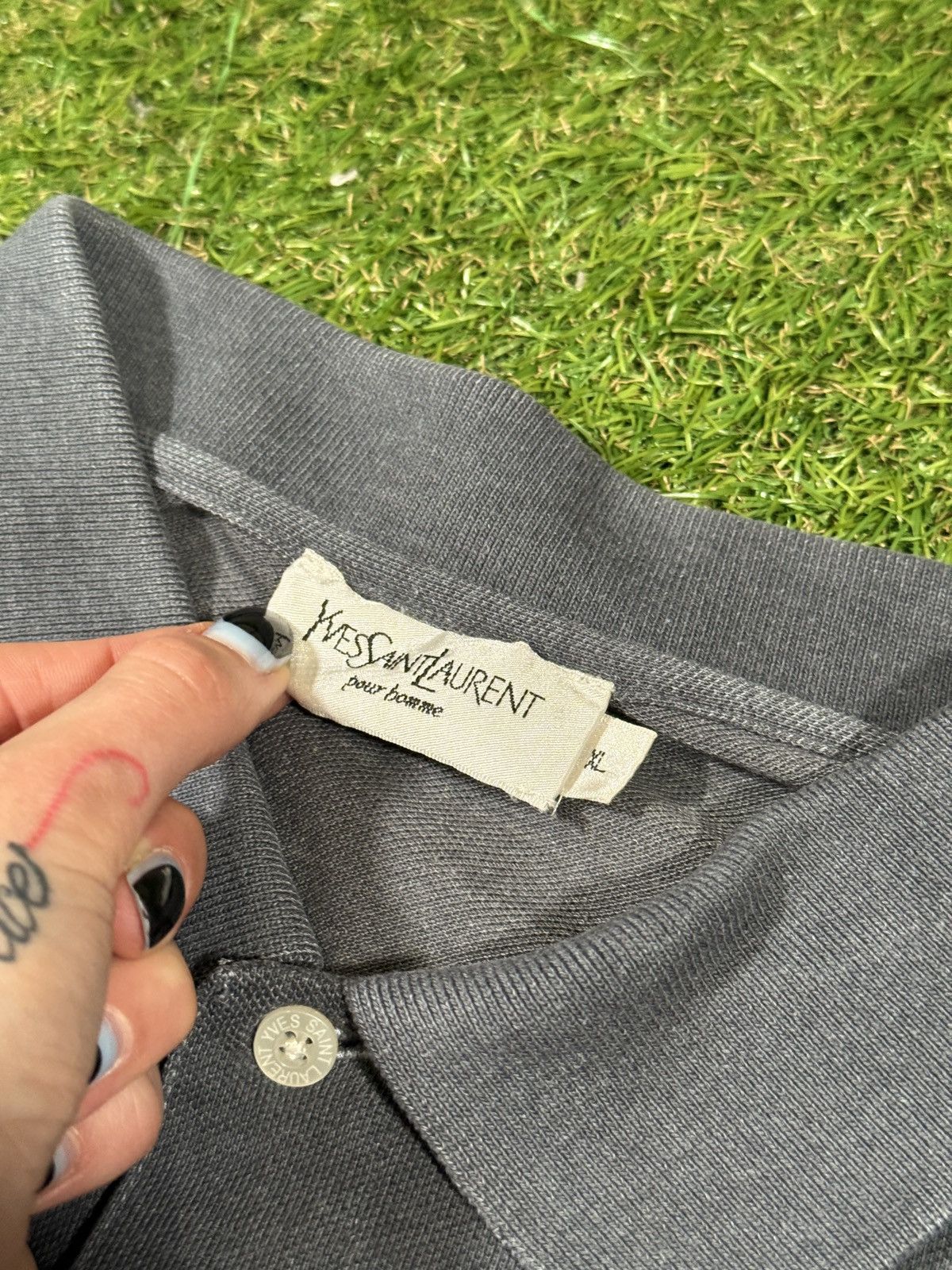 Yves Saint Laurent Yves Saint Laurent pour Homme Vintage Polo Shirt Grey Size US XL / EU 56 / 4 - 4 Thumbnail