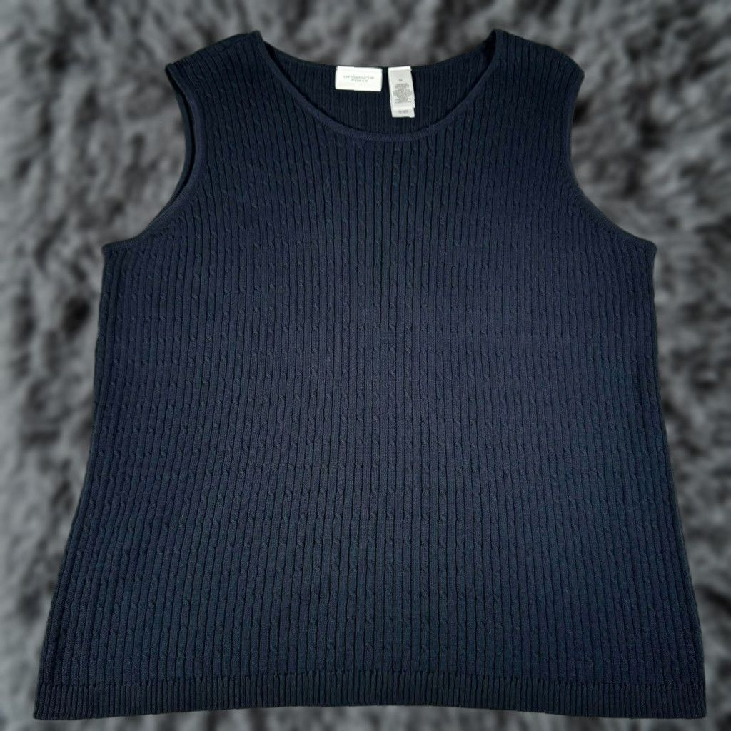 Liz Claiborne Liz Claiborne Knit Tank Top Sweater 1X Plus Womens Dark Academia Preppy 90s Y2K Blue Knit Tank Top Sweater Womens Size XL / US 12-14 / IT 48-50 - 1 Thumbnail
