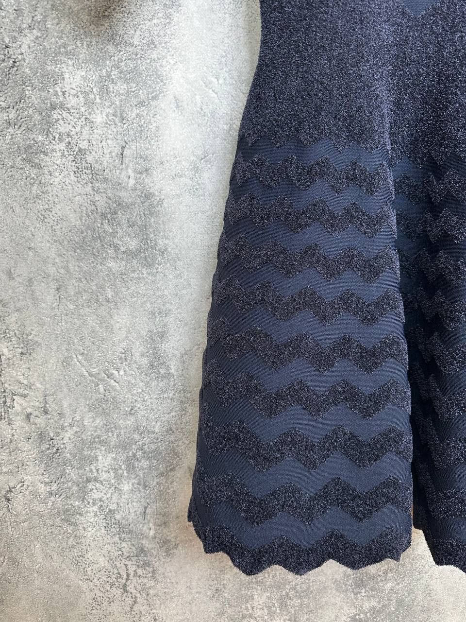 Alaia Alaïa Knit Skater Dress Alaia Navy Zig Zag Textured Size S / US 4 / IT 40 - 6 Thumbnail