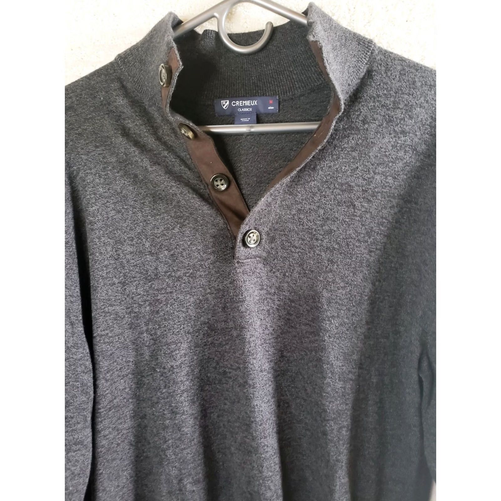 Cremieux Daniel Cremieux Men M Gray Mock Neck 1/4 Button Sweater Shirt Pullover Knit Long Sleeve Button Neckline Cable Size US M / EU 48-50 / 2 - 3 Thumbnail