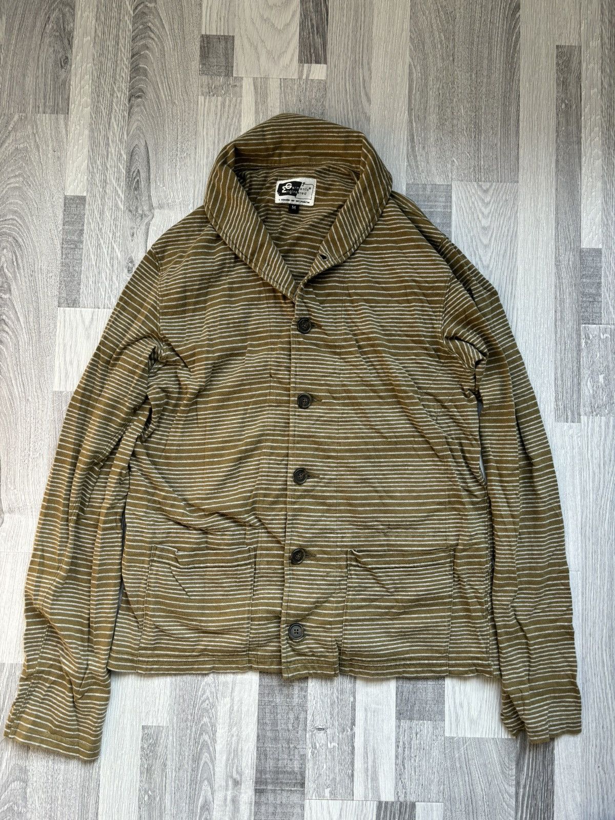 Engineered Garments Stripe Green Cardigan Shawl Jacket