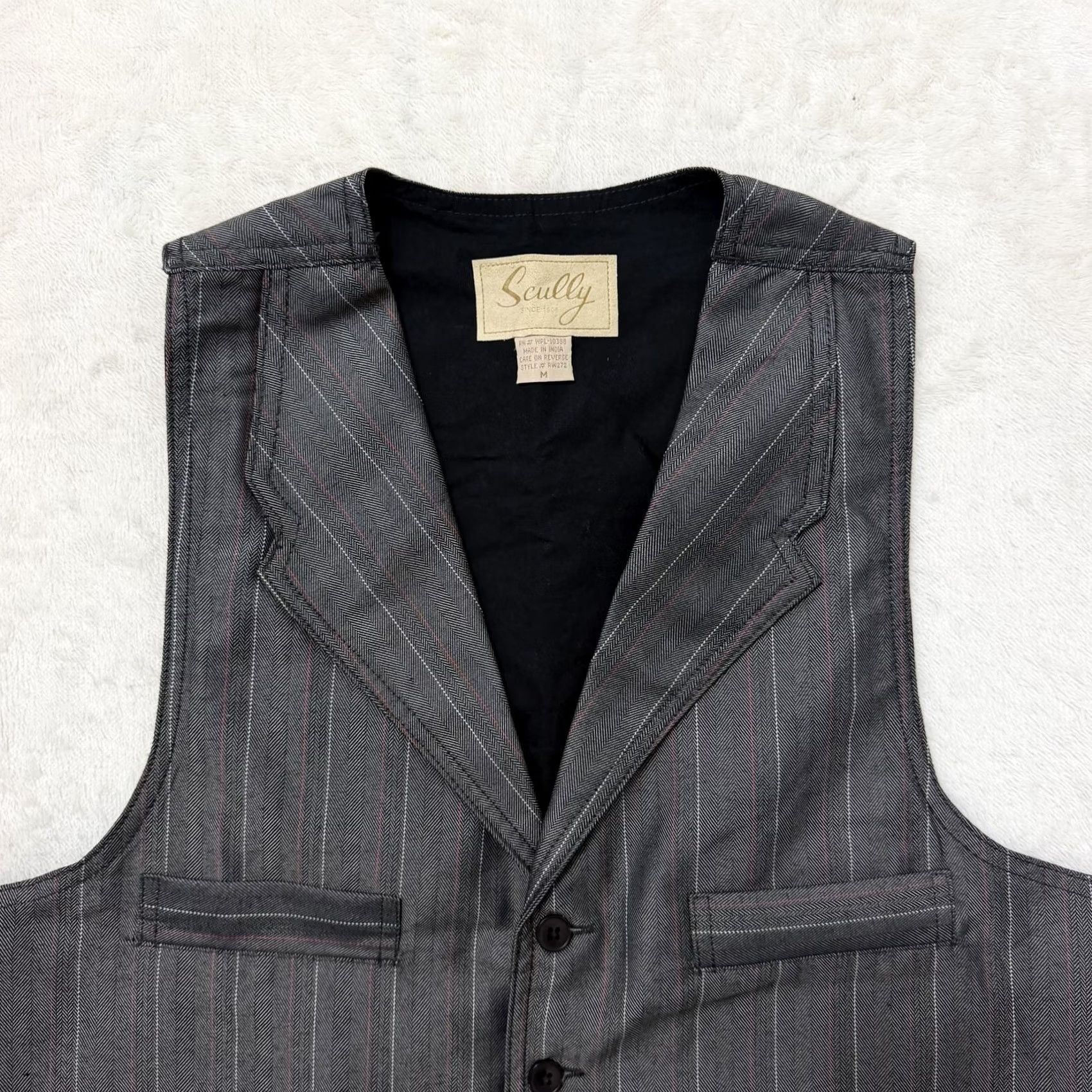 Scully Scully Vest Mens M Gray Pinstripe Waistcoat Suit Western Notch Lapel Dress Formal Business 3 Piece Boys? Womens? Size US M / EU 48-50 / 2 - 2 Thumbnail