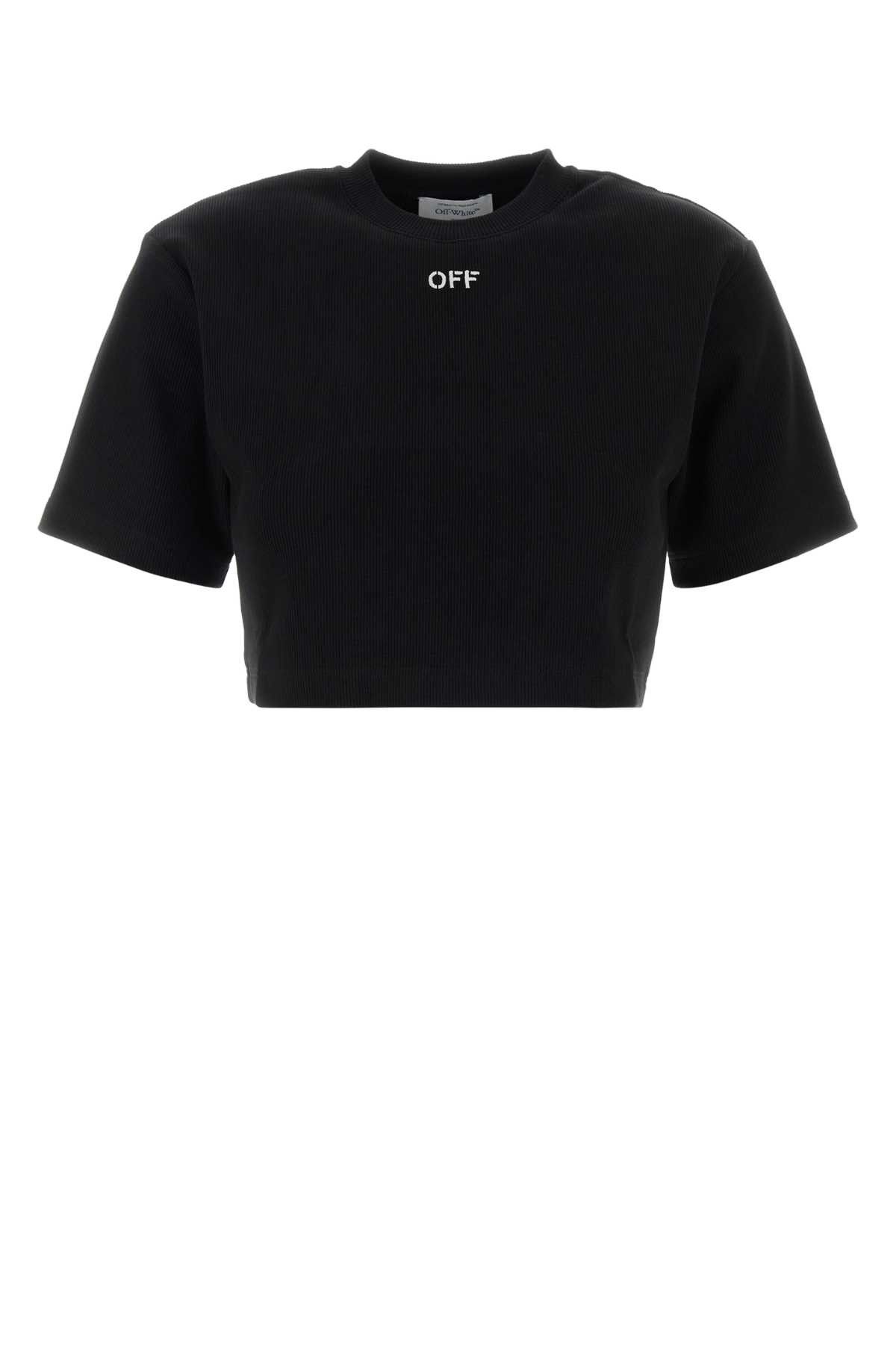 Off-White Black Stretch Cotton T-Shirt Size S / US 4 / IT 40 - 1 Thumbnail