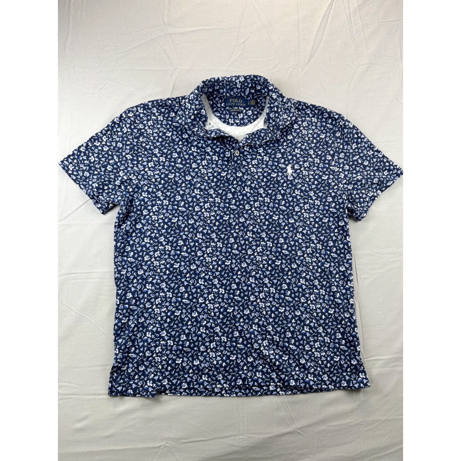 Polo Ralph Lauren Polo Ralph Lauren Polo Shirt Men Small P Floral Print Slim Cotton Short Sleeve Navy Blue Embroidered Pony Logo Casual Classic Fit Size US S / EU 44-46 / 1 - 2 Thumbnail