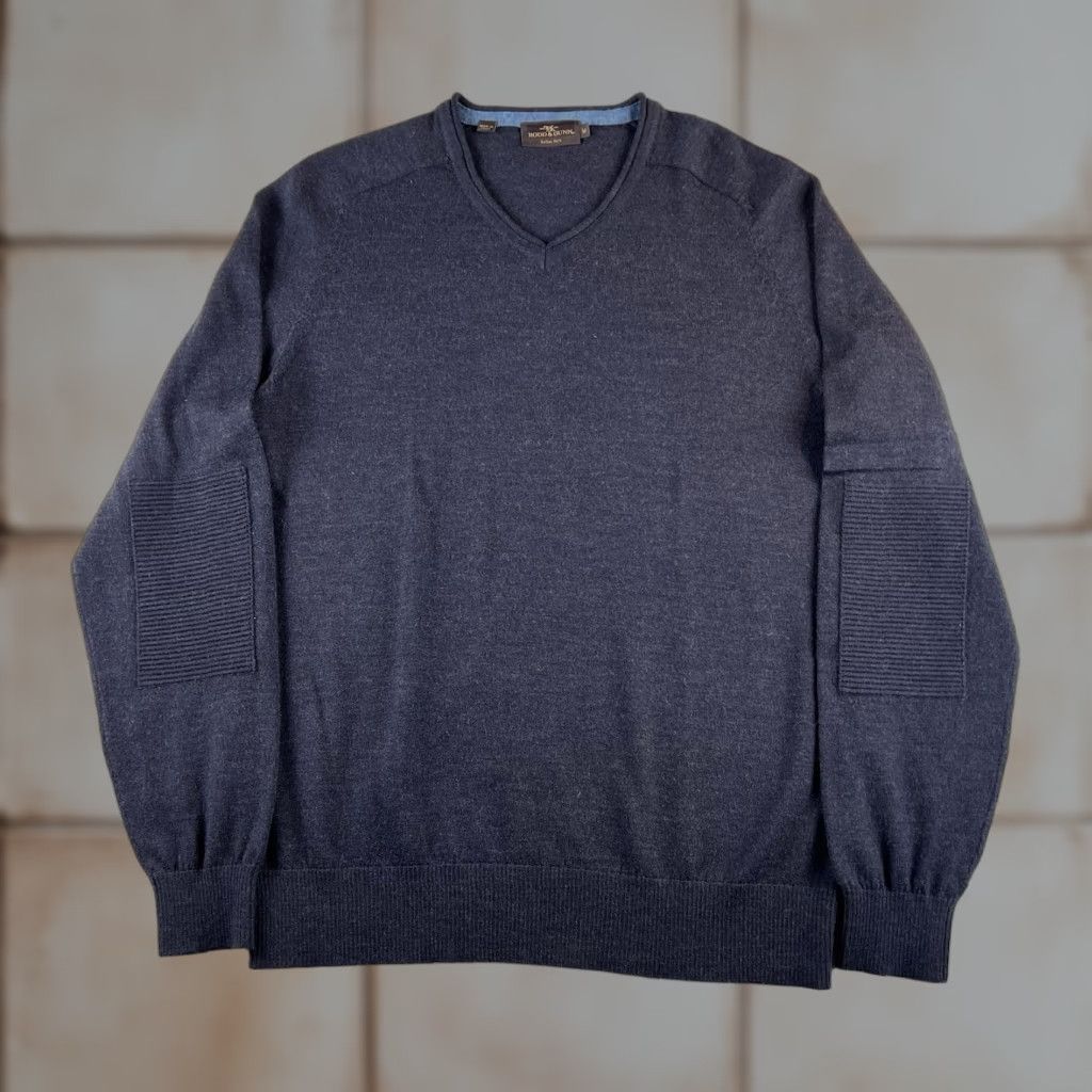 Rodd & Gunn Rodd & Gunn V-Neck Pullover Sweater Mens M Blue 100% Extra Fine Merino Wool Regular Fit Knit Logo Casual Vintage No Size US L / EU 52-54 / 3 - 1 Thumbnail
