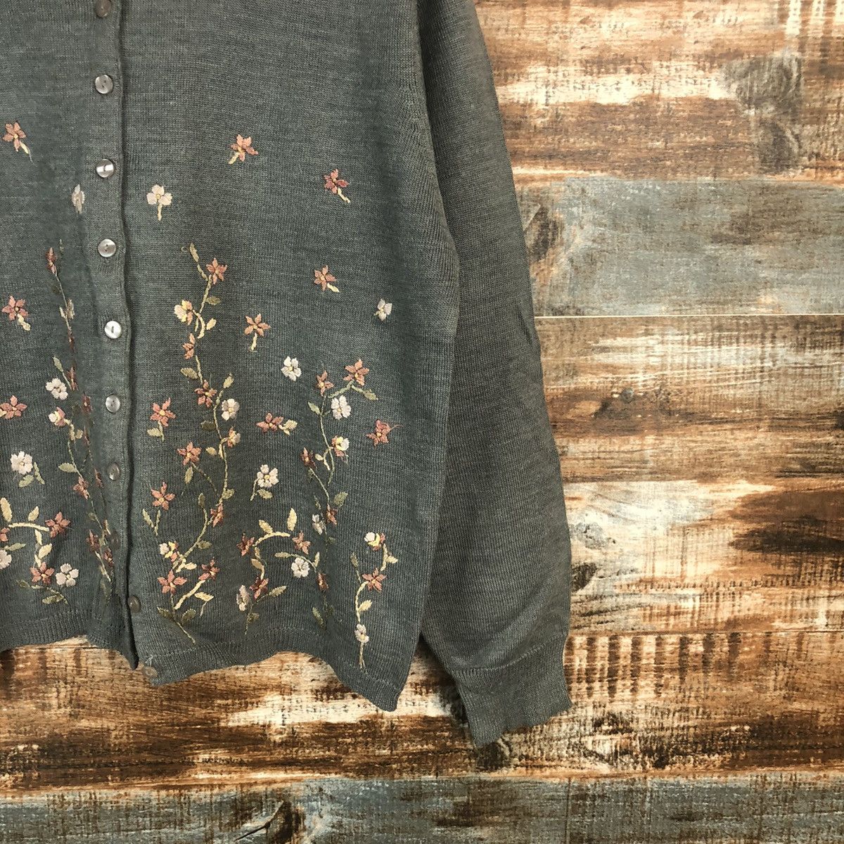 Vintage Pasta Club Grey Patterned vintage knitwear Cardigans #A1455 Size M / US 6-8 / IT 42-44 - 8 Thumbnail