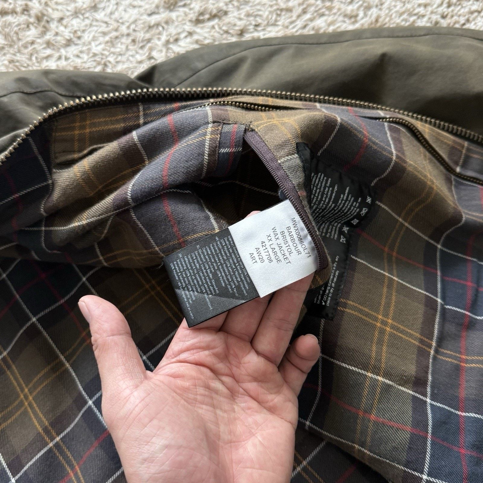 Barbour Barbour Bristol Waxed Jacket Olive Green Tartan Cotton XXL Size US XXL / EU 58 / 5 - 6 Thumbnail