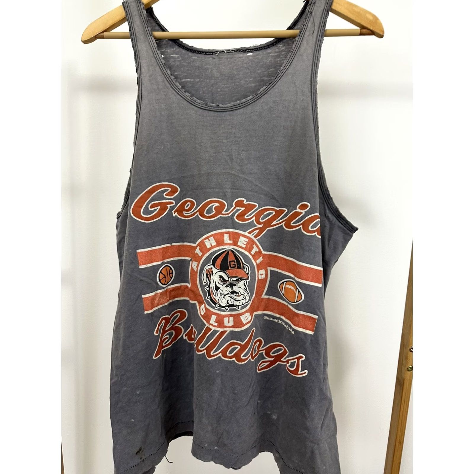 Vintage VTG 80s University of Georgia Bulldogs Tank Top XL Black Mens Worn WIP Gradient Sun Faded Greek Life Shirt Size US XL / EU 56 / 4 - 4 Thumbnail