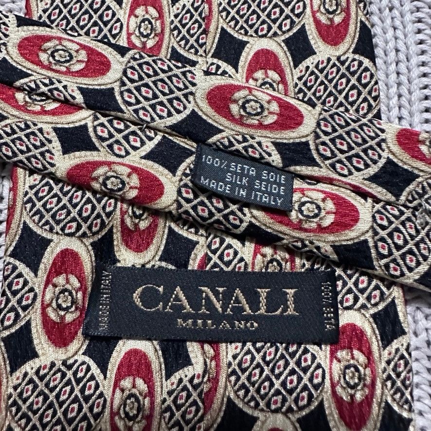 Canali Canali red and black oval abstract geometric silk tie Size ONE SIZE - 3 Thumbnail