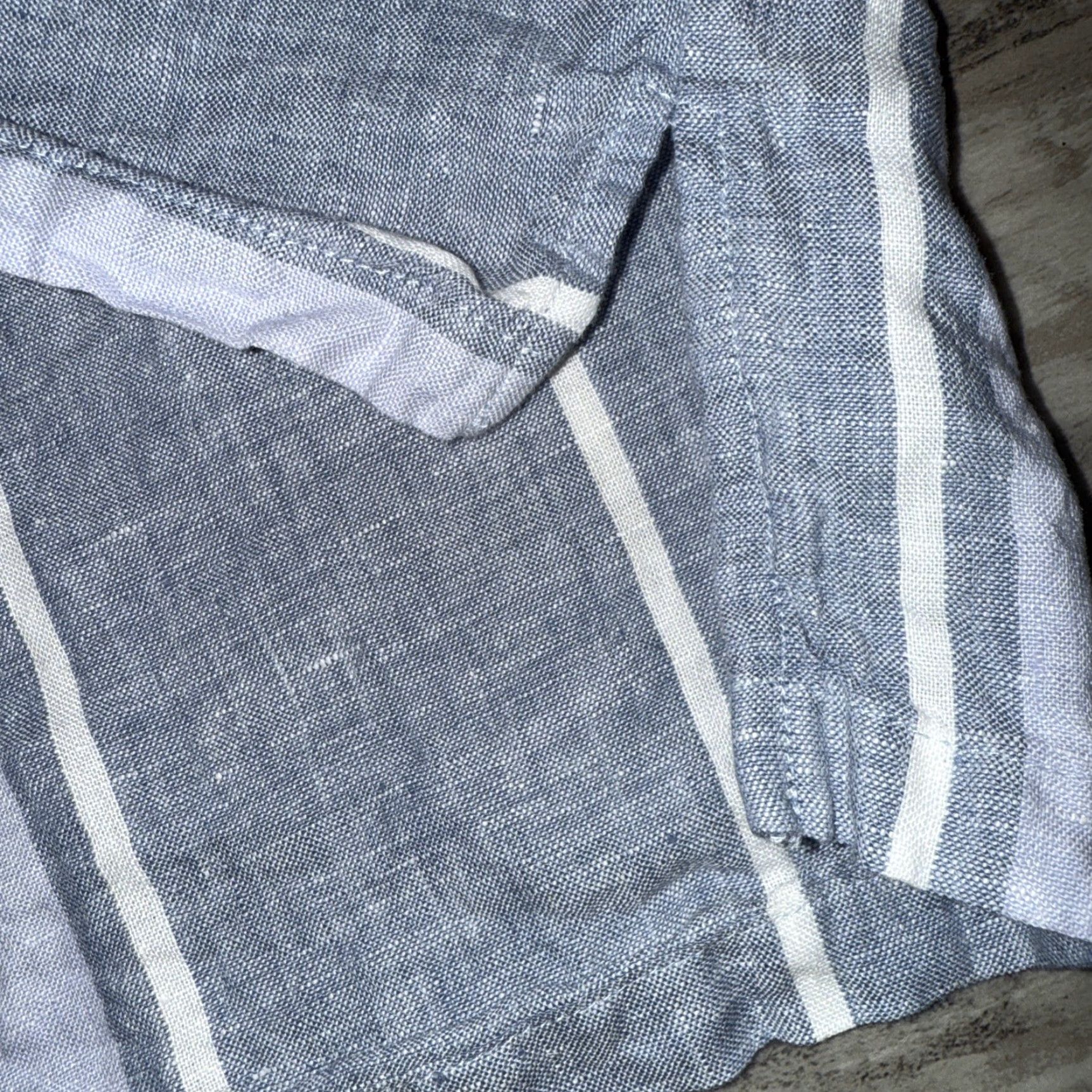 Ellen Tracy Ellen Tracy Women's Linen Striped Sleeveless Shirt Zip Back Blue White Tank M Relaxed Casual Beach Bohemian Womens Size M / US 6-8 / IT 42-44 - 6 Thumbnail