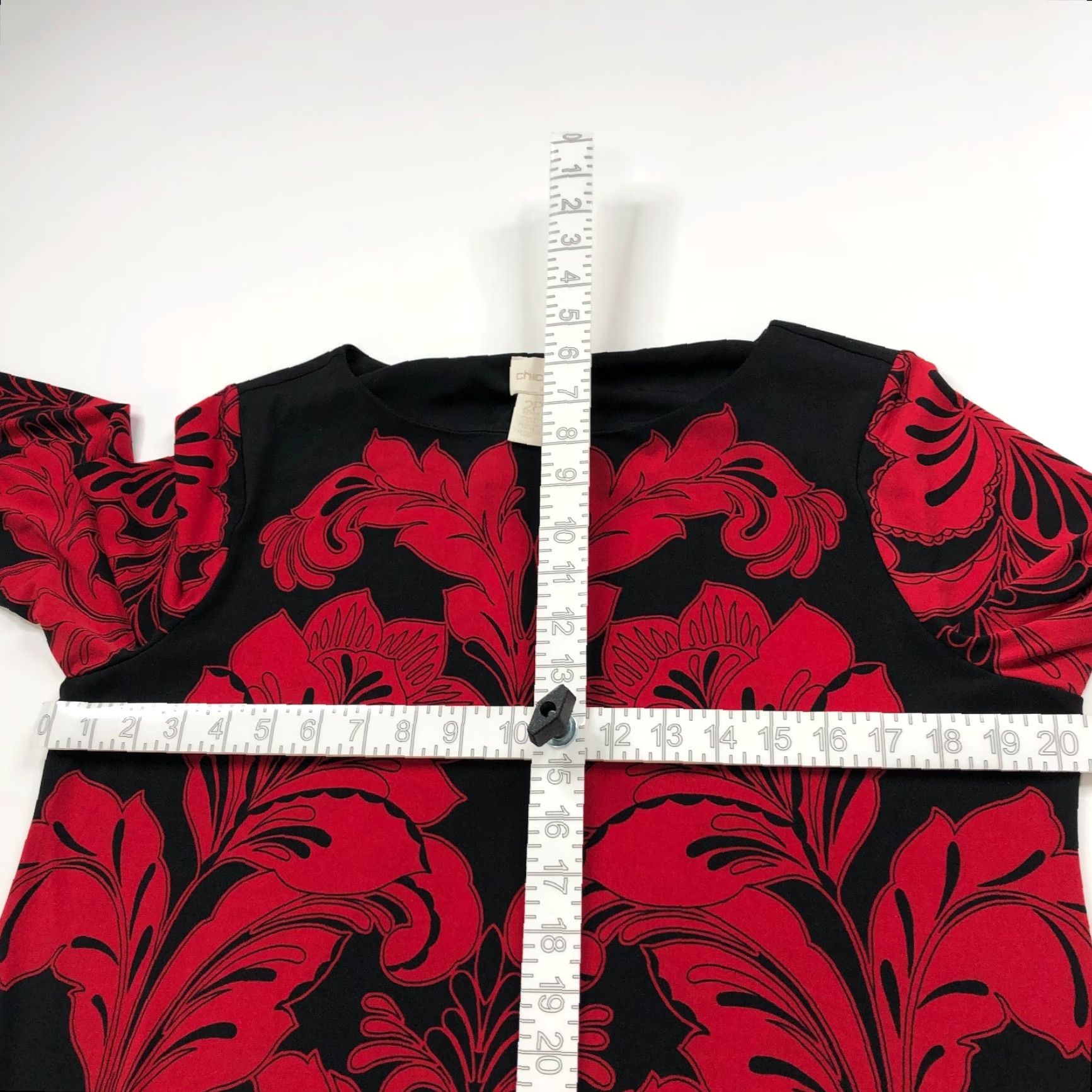 Vintage Chico's 3/4 Sleeve Women's 2P Petite Knee Length Floral Black Dress Size XS / US 0-2 / IT 36-38 - 6 Thumbnail