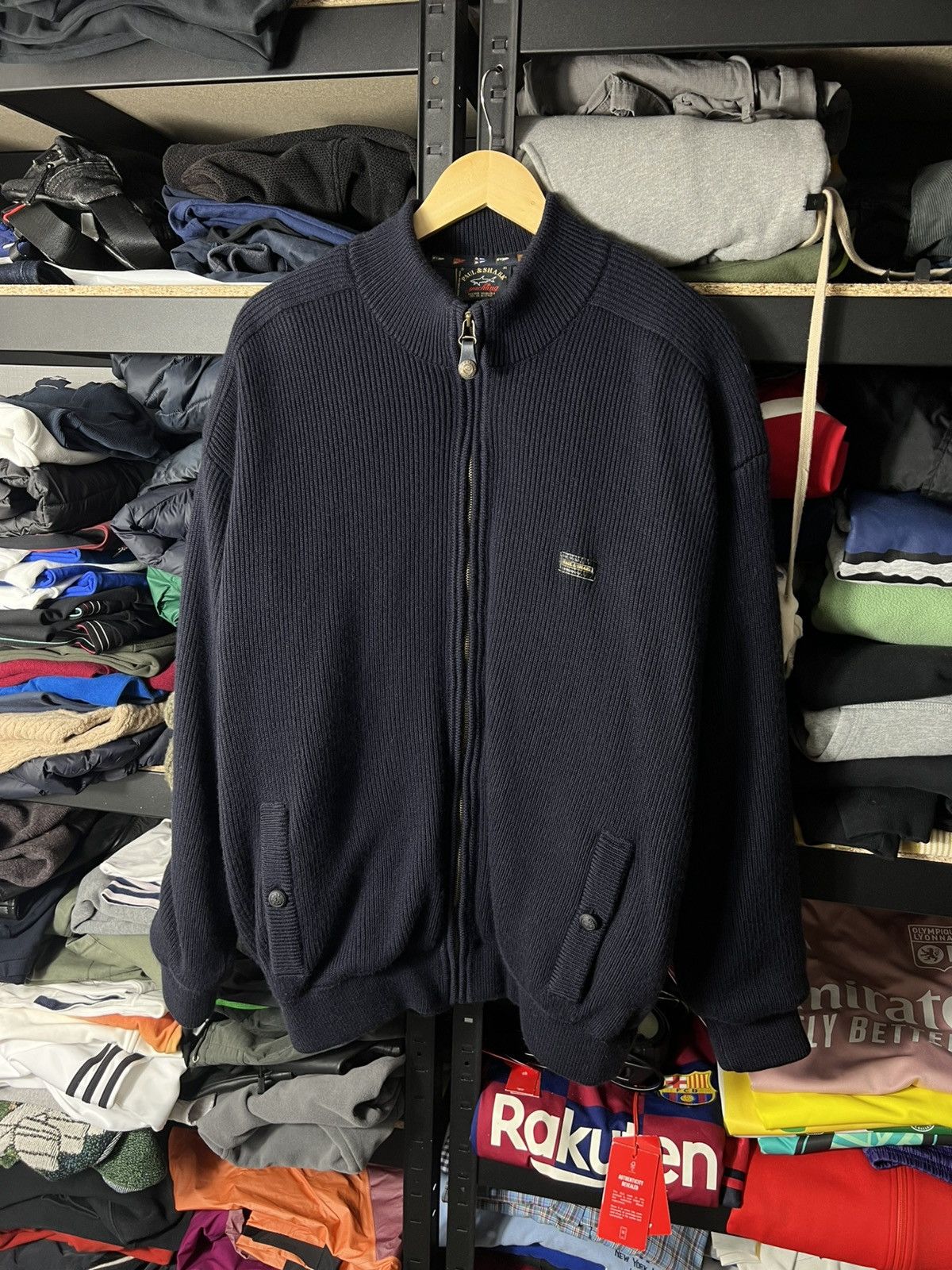Paul & Shark Vintage Paul & Shark Heavy Wool Knit Bomber Navy XL Yachting Size US XL / EU 56 / 4 - 1 Thumbnail