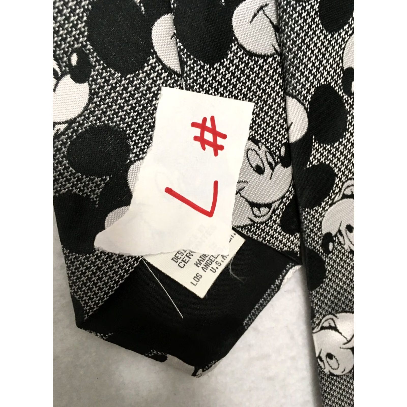 Vintage Disney Mickey Mouse Tie black white polysilk 3.5 Size ONE SIZE - 5 Thumbnail