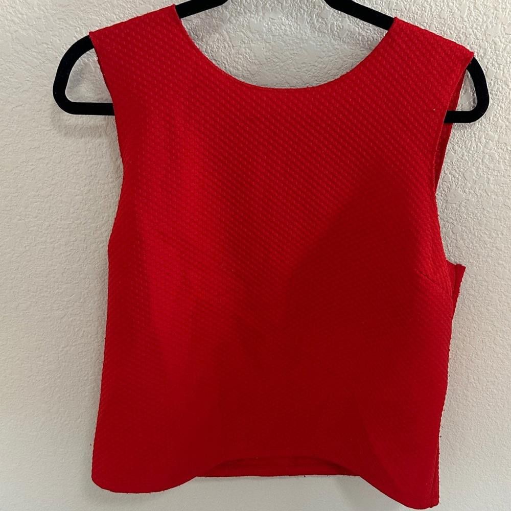 TROVE Trouvé Red Structured Textured Sleeveless Tank Top Large Size L / US 10 / IT 46 - 2 Thumbnail