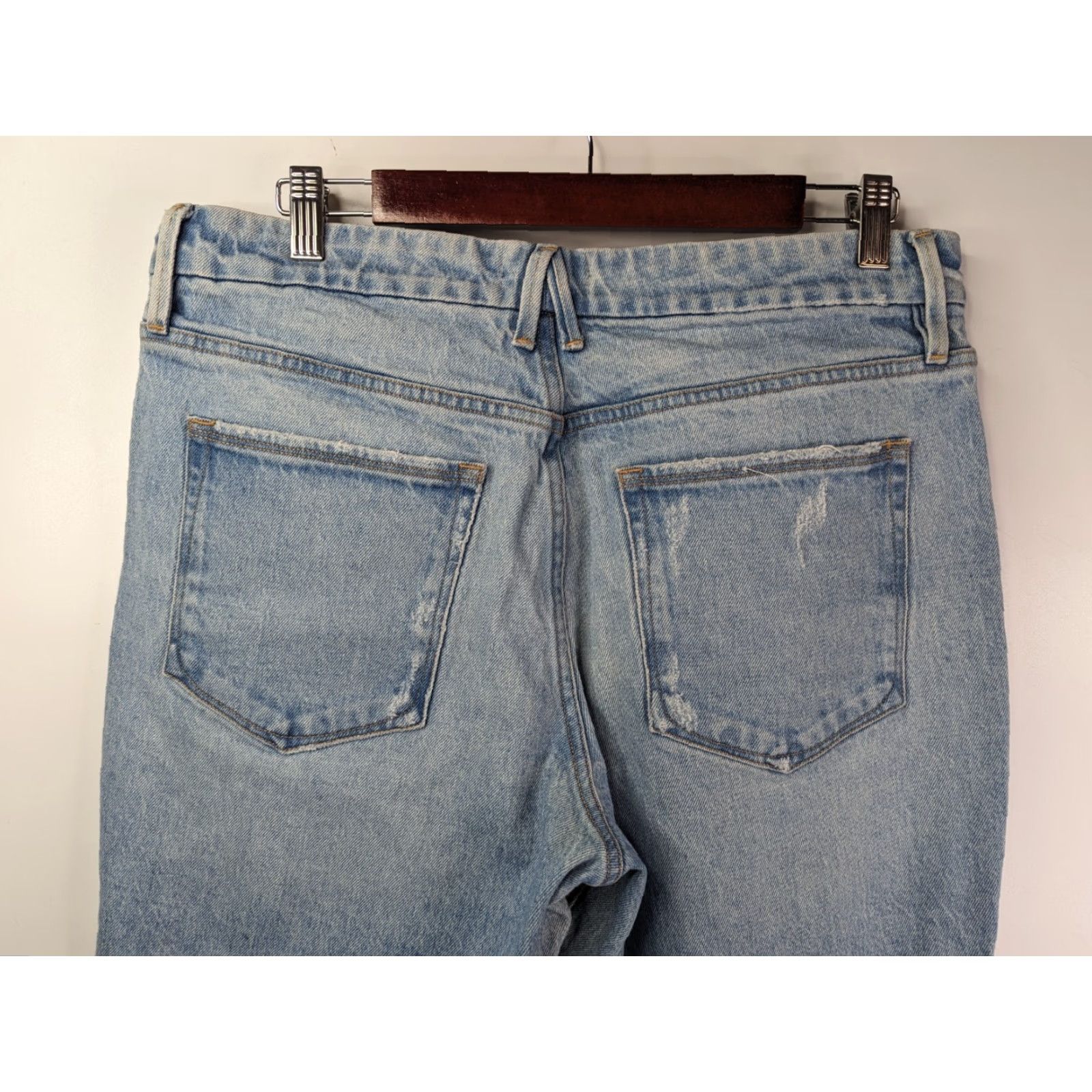 Good American GOOD AMERICAN Jeans Distressed 14/32 Blue 5-Pocket Design Zip Regular Plus Size Women Skinny Cap 637 Raw Hem Size 36" / US 14 / IT 50 - 6 Thumbnail