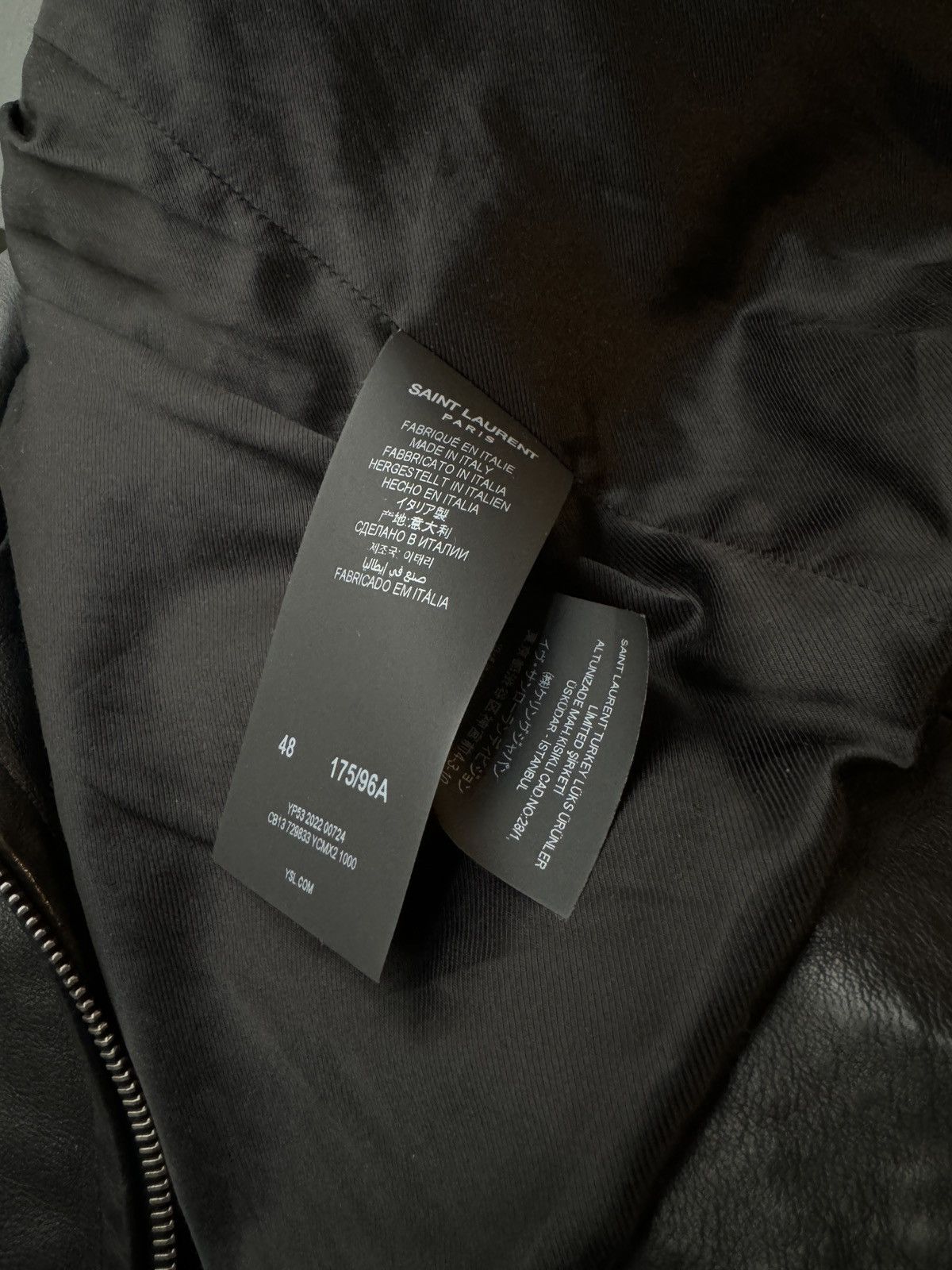 Anthony Vaccarello × Saint Laurent Paris Men’s Cropped Leather Jacket (2022) Size US M / EU 48-50 / 2 - 7 Thumbnail