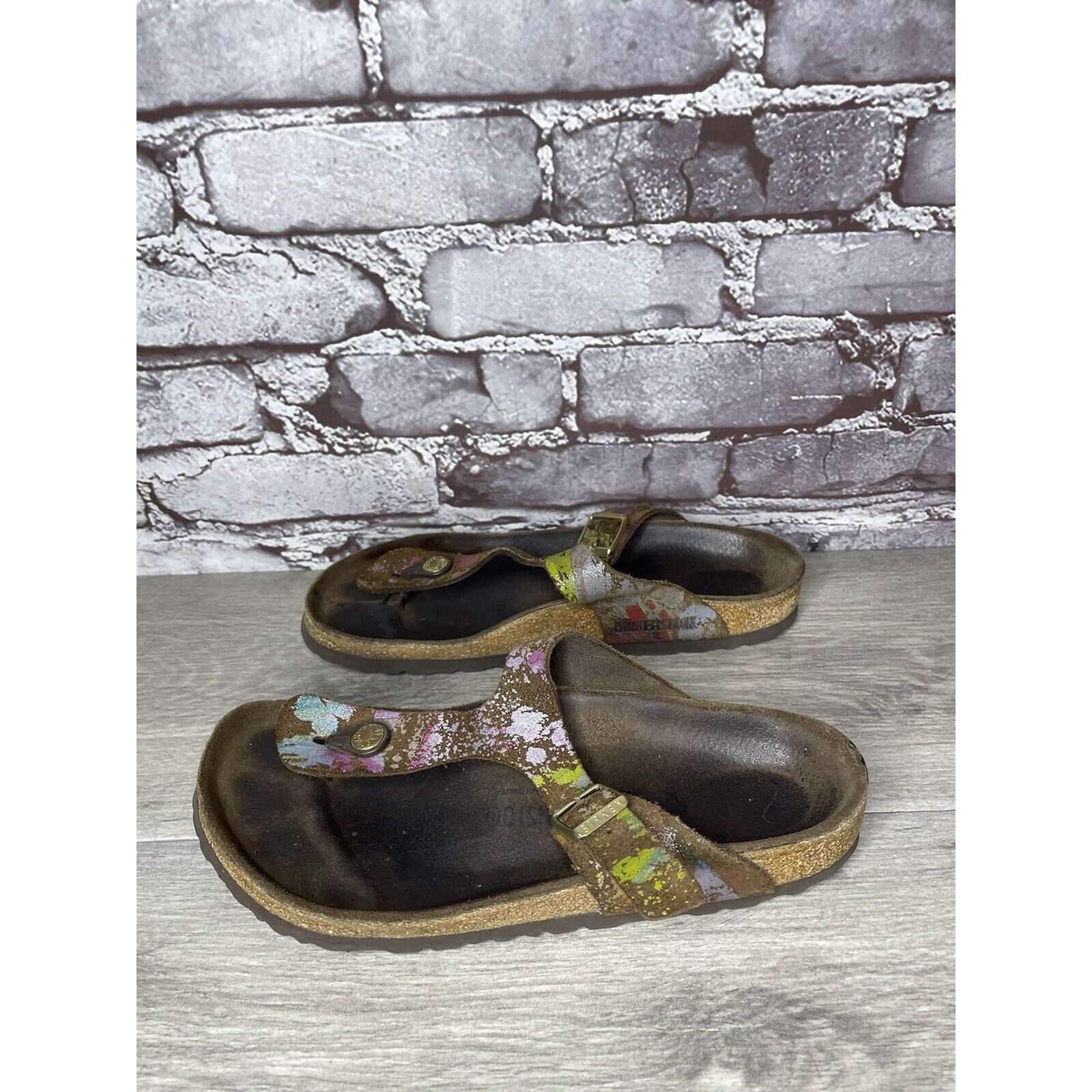Birkenstock Birkenstock Gizeh Paint Splatter Multicolor Thong Sandals Wo Size US 8 / IT 38 - 13 Thumbnail