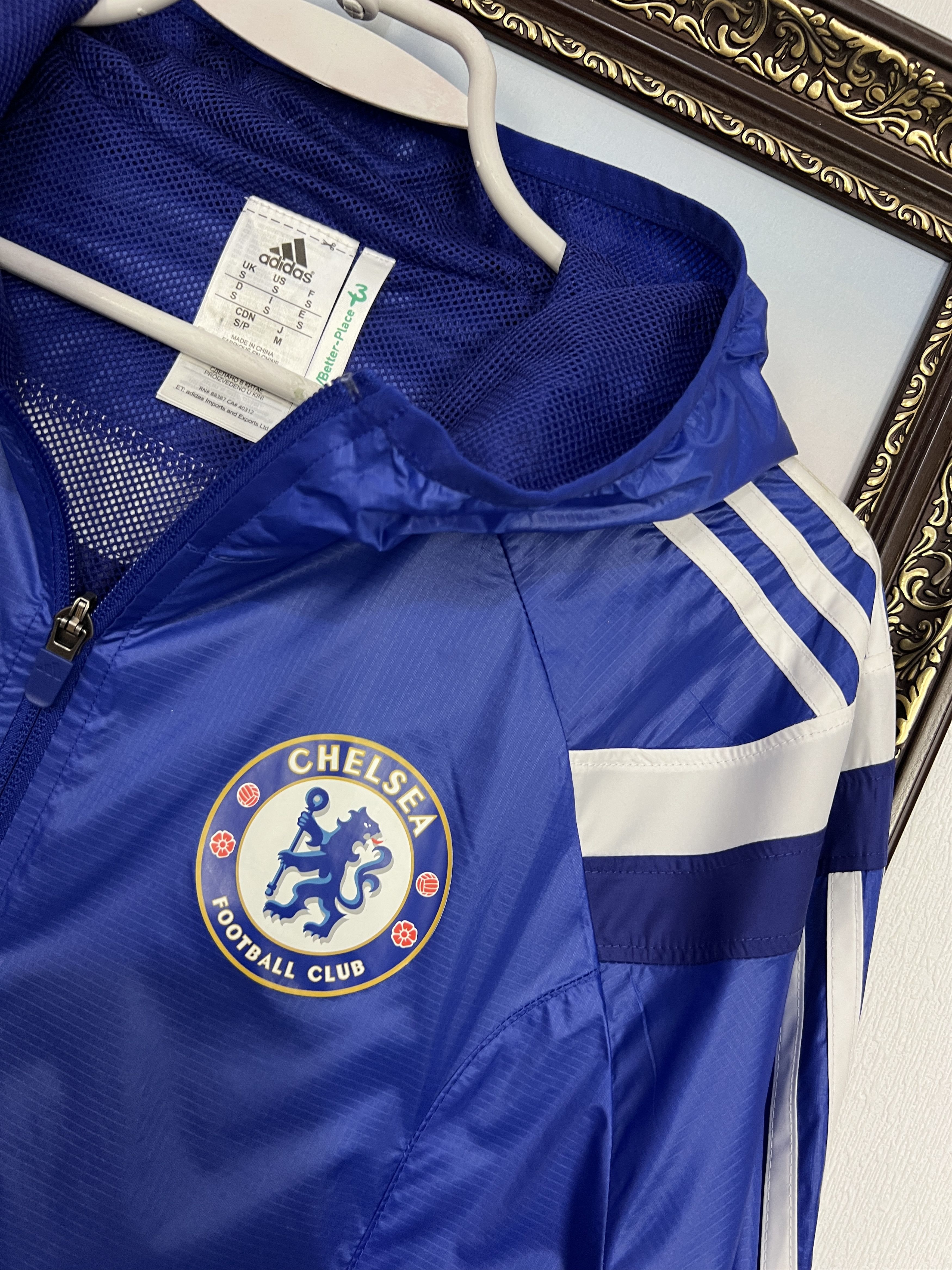 Adidas Vintage Adidas Chelsea Nylon Football Jacket Hooded Size US S / EU 44-46 / 1 - 4 Thumbnail