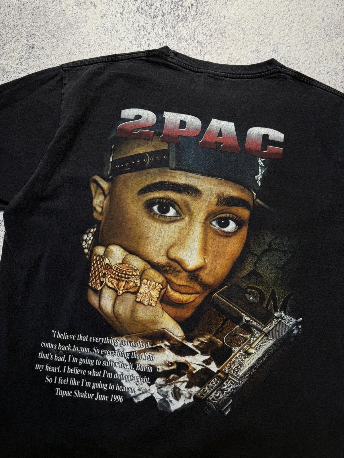 Vintage Vintage 2Pac Rap Tee Rock Tees 1996 Grail Very Rare Tee L Size US L / EU 52-54 / 3 - 19 Thumbnail
