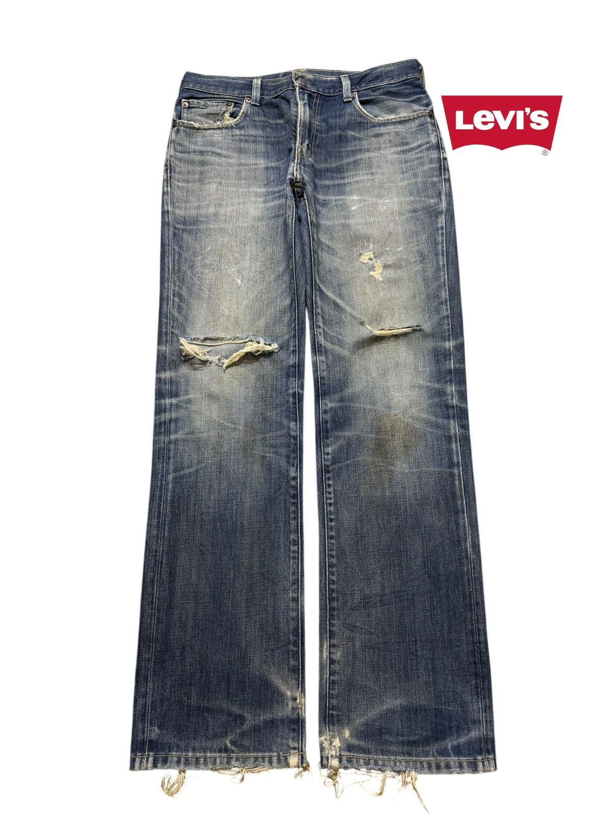 Levi's Vintage Levis 505 Blue Faded Distressed Regular Straight Leg Size US 31 - 1 Thumbnail