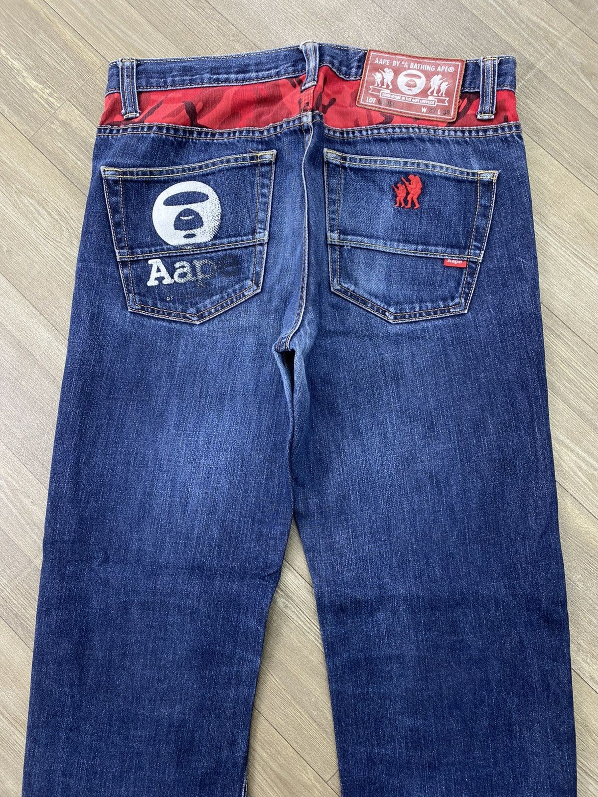 Aape Vintage Aape By A Bathing Ape Bape Embroidery Selvedge Denim Size US 32 / EU 48 - 2 Thumbnail