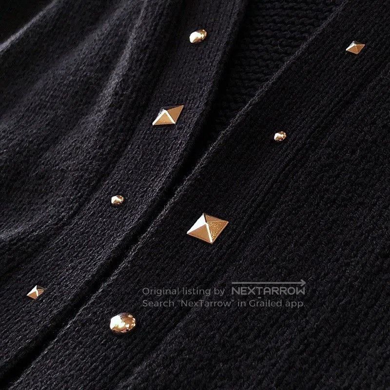 Saint Laurent Paris Saint Laurent Black Studded Knit Cardigan. Size XS / US 0-2 / IT 36-38 - 6 Thumbnail