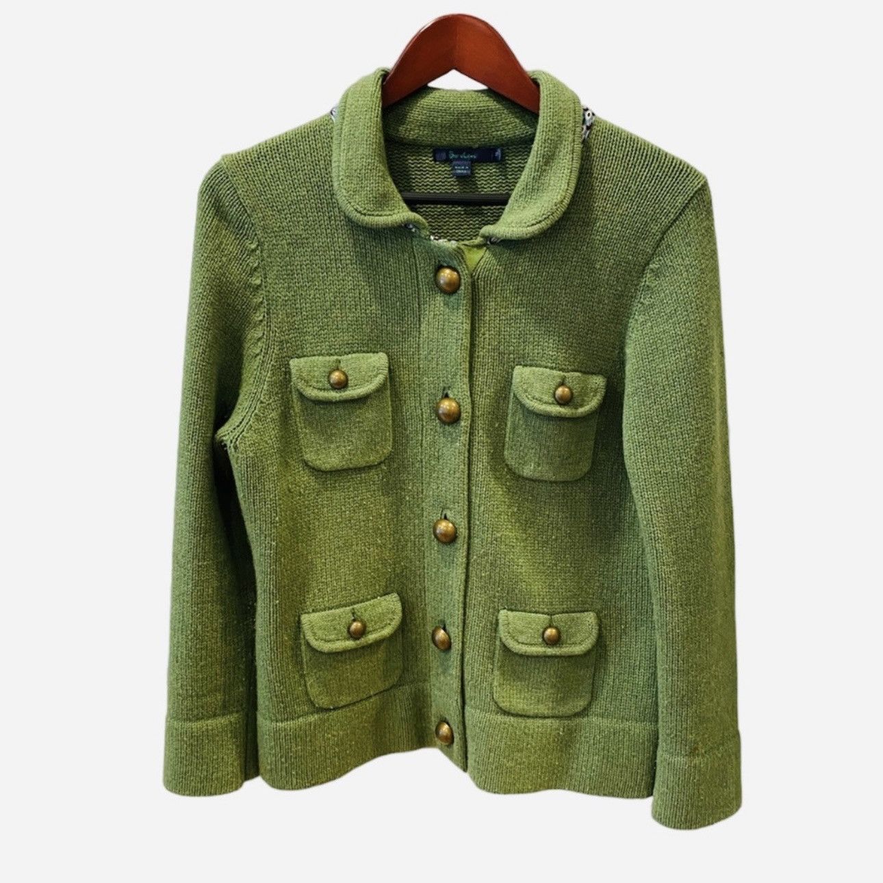 Boden Boden 90s Green Wool Cardigan Coat Knit Blazer Size L / US 10 / IT 46 - 1 Thumbnail