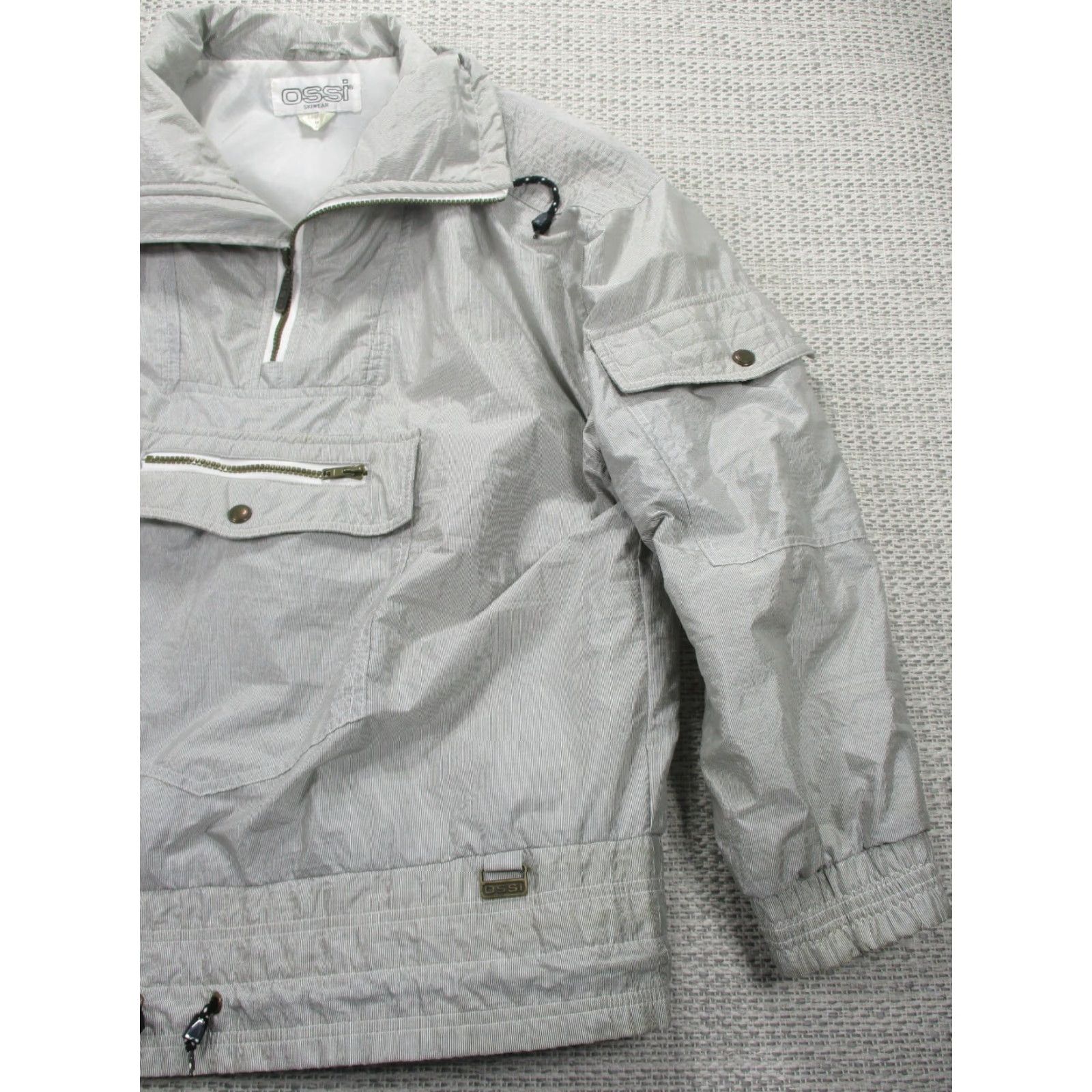 Vintage VINTAGE OSSI Skiwear Jacket Womens M Front Pouch Stand Up Collar Gray Striped 1/4 Zip Pocket Wind-Resistant Insulated Size M / US 6-8 / IT 42-44 - 2 Thumbnail