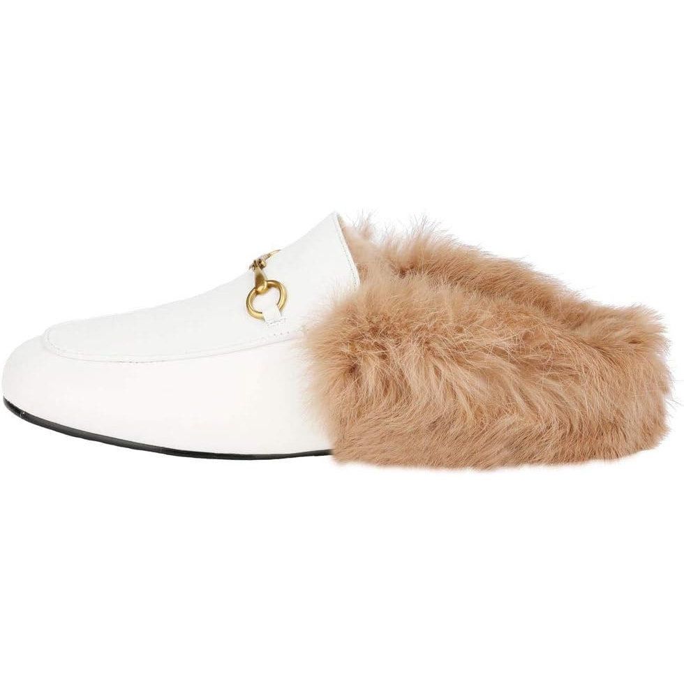 Other Arqa Women's Size 6 White Brown Fur Slide On Mule Slippers Size US 6 / IT 36 - 4 Thumbnail
