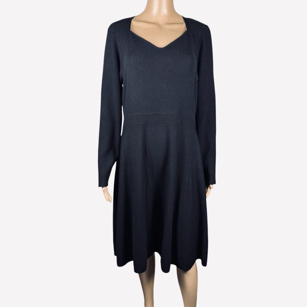 Talbots New Talbots Sweetheart Fit & Flare Sweater Black Dress Size Size L / US 10 / IT 46 - 2 Thumbnail
