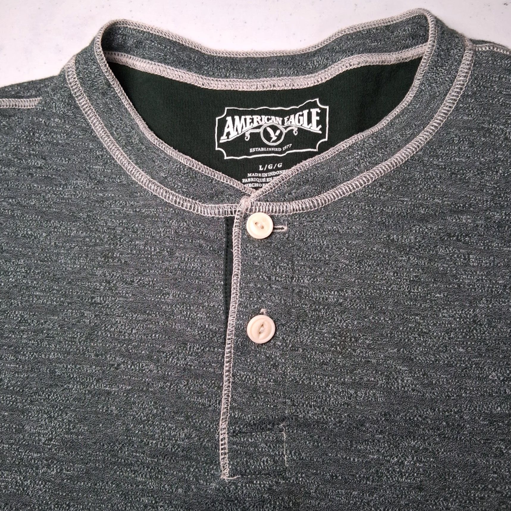 American Eagle Outfitters American Eagle Shirt Men Large Green Heather Burnout Cozy Long Sleeve Henley Size US L / EU 52-54 / 3 - 2 Thumbnail