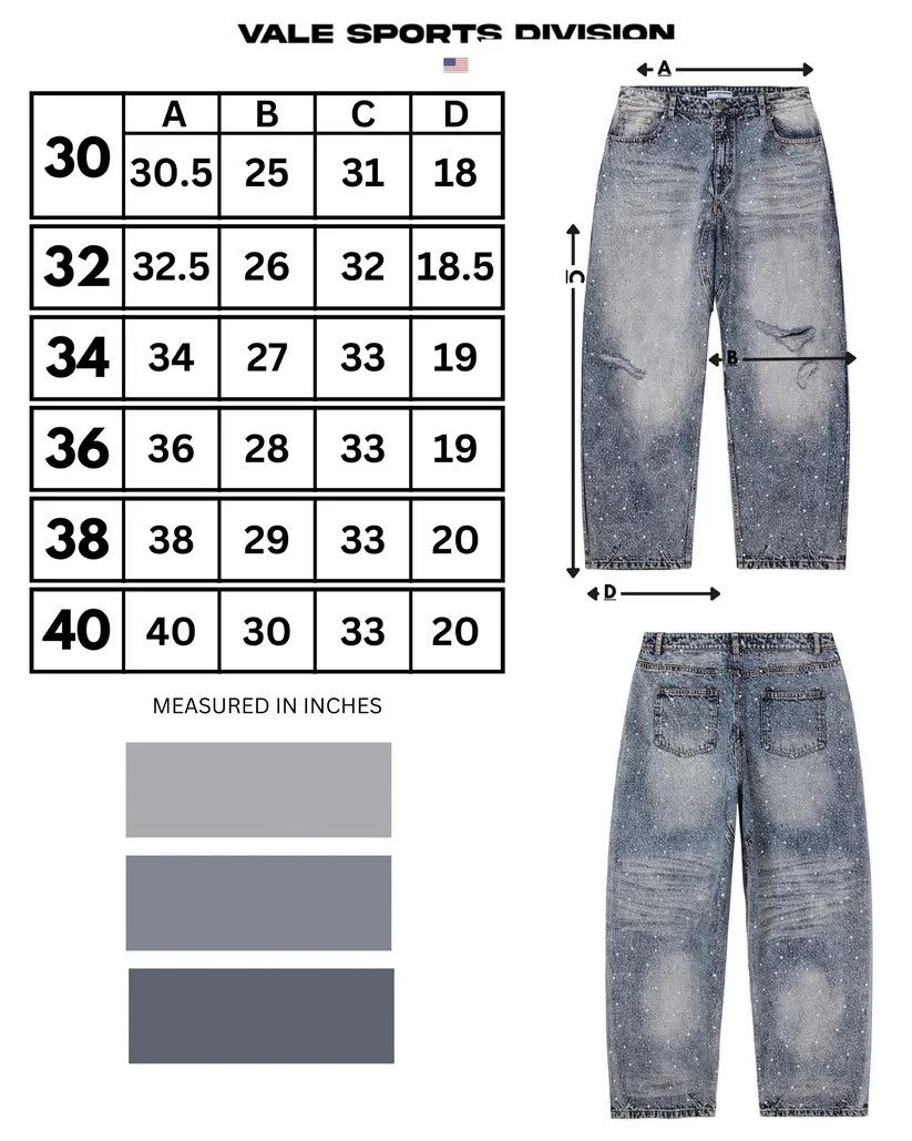 Vale Vale Forever Rainstorm Rhinestone Denim Jeans Blue Size 38 Size US 38 / EU 54 - 3 Thumbnail