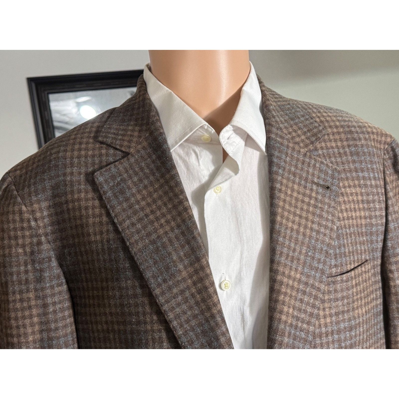 Brunello Cucinelli Brunello cucinelli Brown Rust Checked Blazer Tweed Cashm 40R Size 40R - 5 Thumbnail