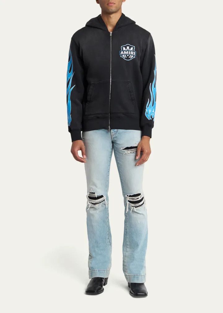 Amiri os11x0326 MA Flames Full-Zip Hoodie in Black/Blue Size US M / EU 48-50 / 2 - 2 Thumbnail