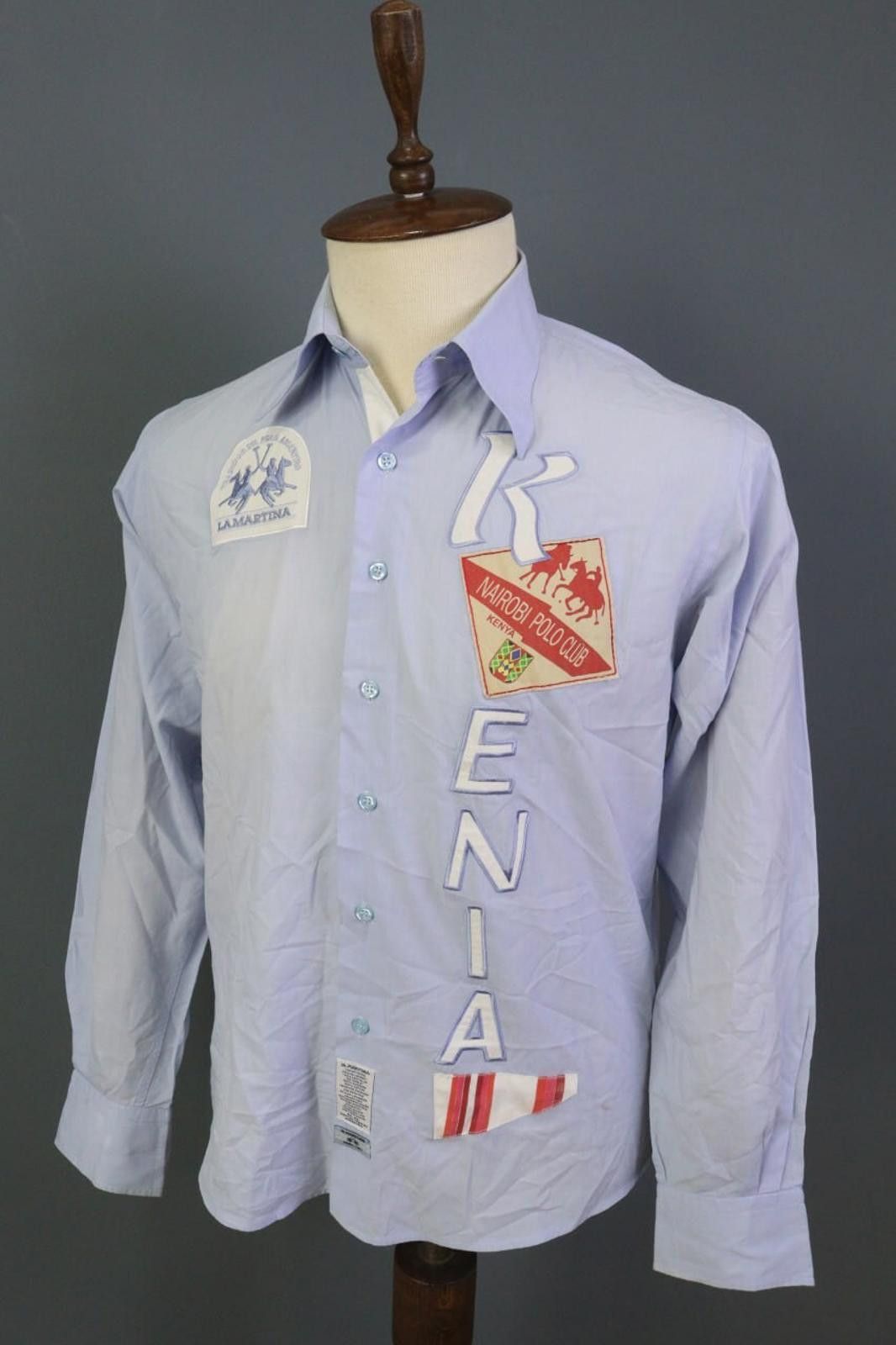 La Martina LA MARTINA Blue Cotton Collared Regular Fit Shirt Size L Size US L / EU 52-54 / 3 - 11 Thumbnail