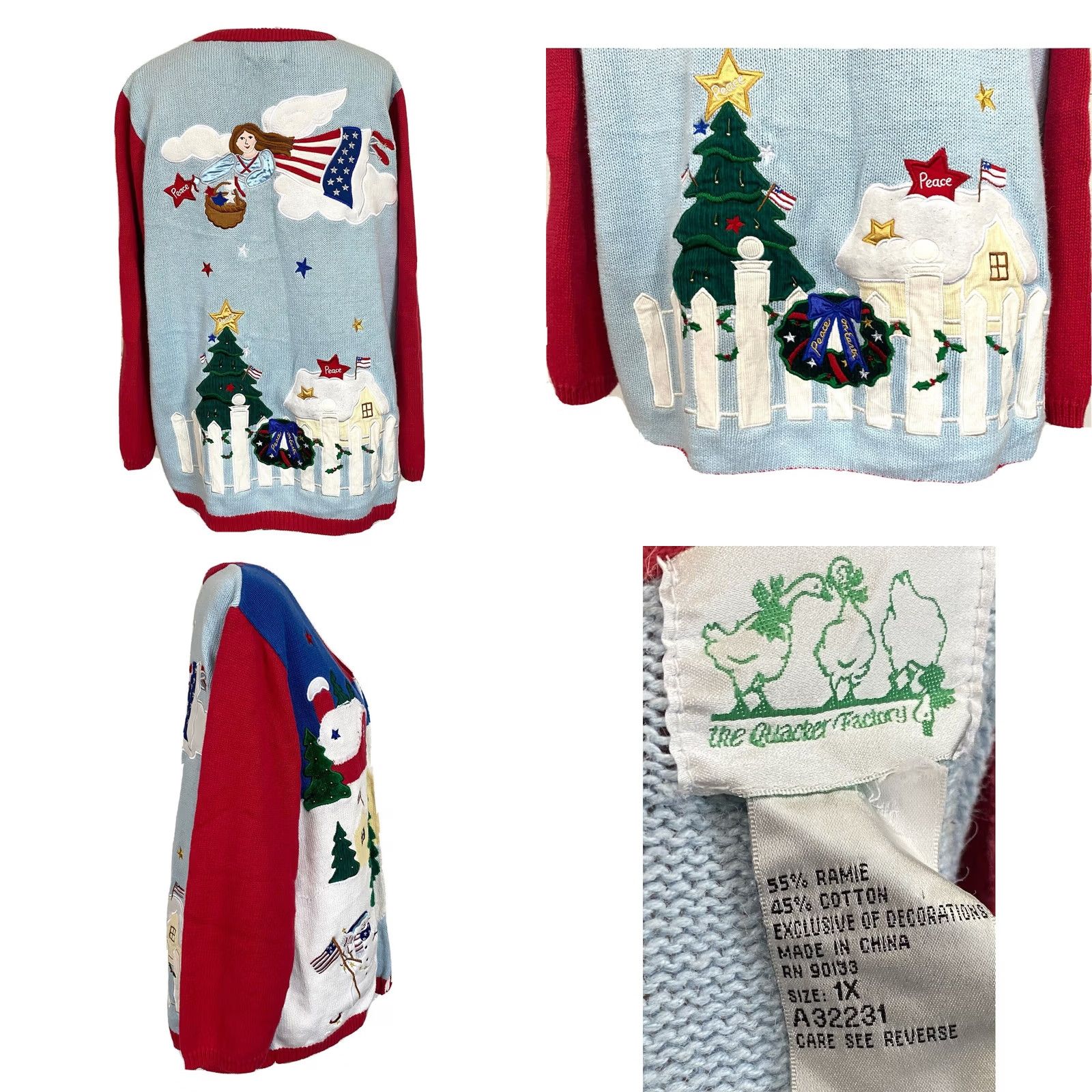 Quacker Factory Quacker Factory Cardigan Sweater Christmas Long Sleeve Womens 1X Multicolor Winter Santa Angels Peace - Mens? Size XL / US 12-14 / IT 48-50 - 8 Thumbnail
