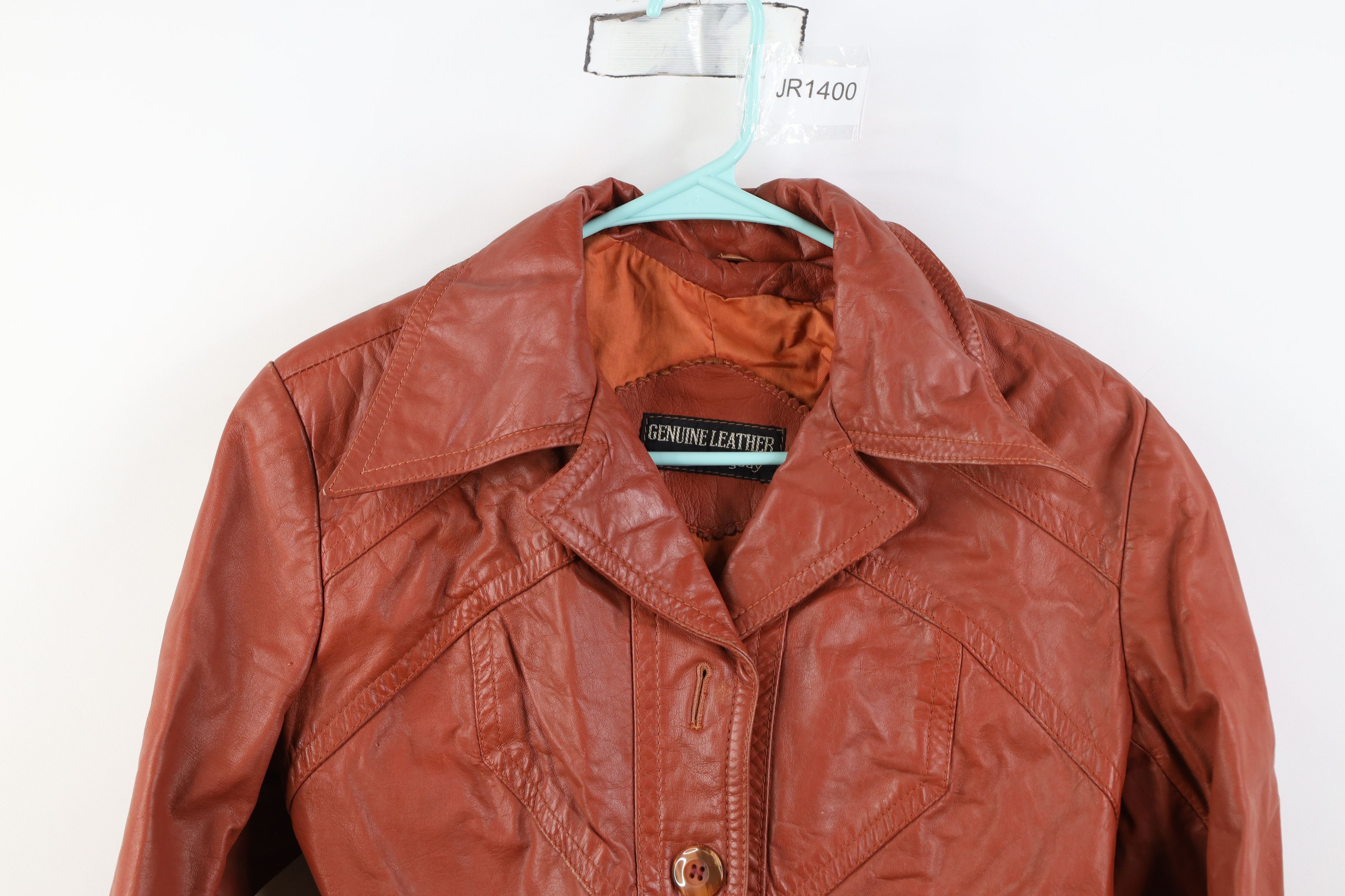 Vintage Vintage 70s Streetwear Western Collared Leather Jacket Coat Size XXL / US 16-18 / IT 52-54 - 2 Thumbnail