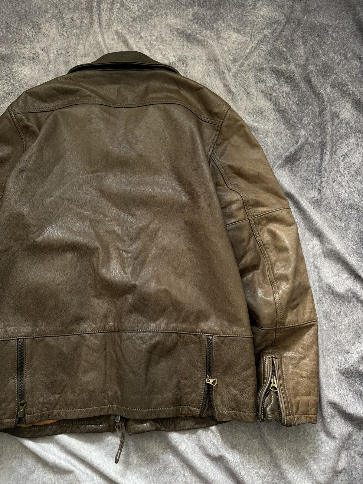 Giorgio Armani Armani Jeans Mens Leather Jacket Brown Full Zip Heavyweight Size US M / EU 48-50 / 2 - 18 Thumbnail
