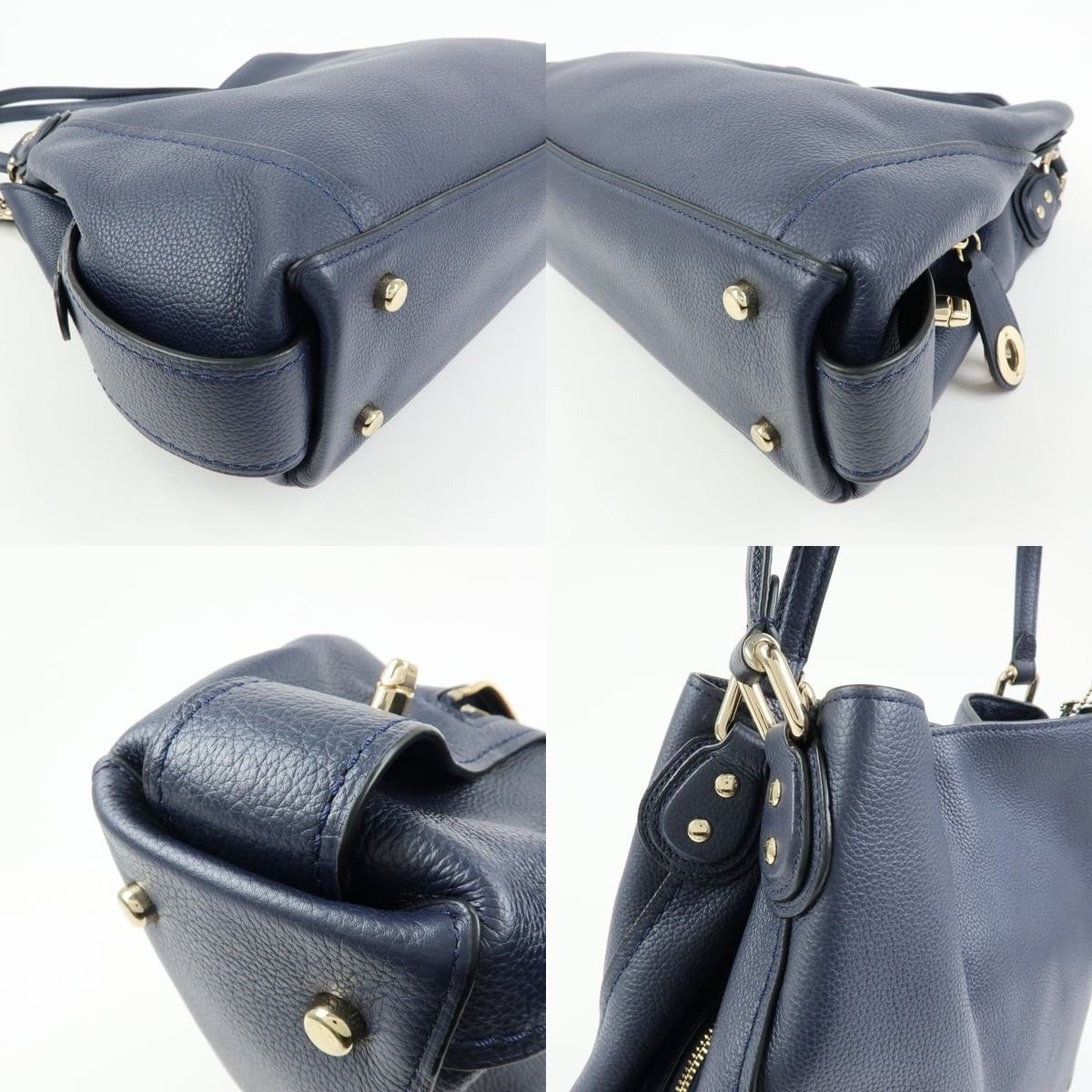 Coach Coach Edie Leather Shoulder Bag Navy Size ONE SIZE - 5 Thumbnail
